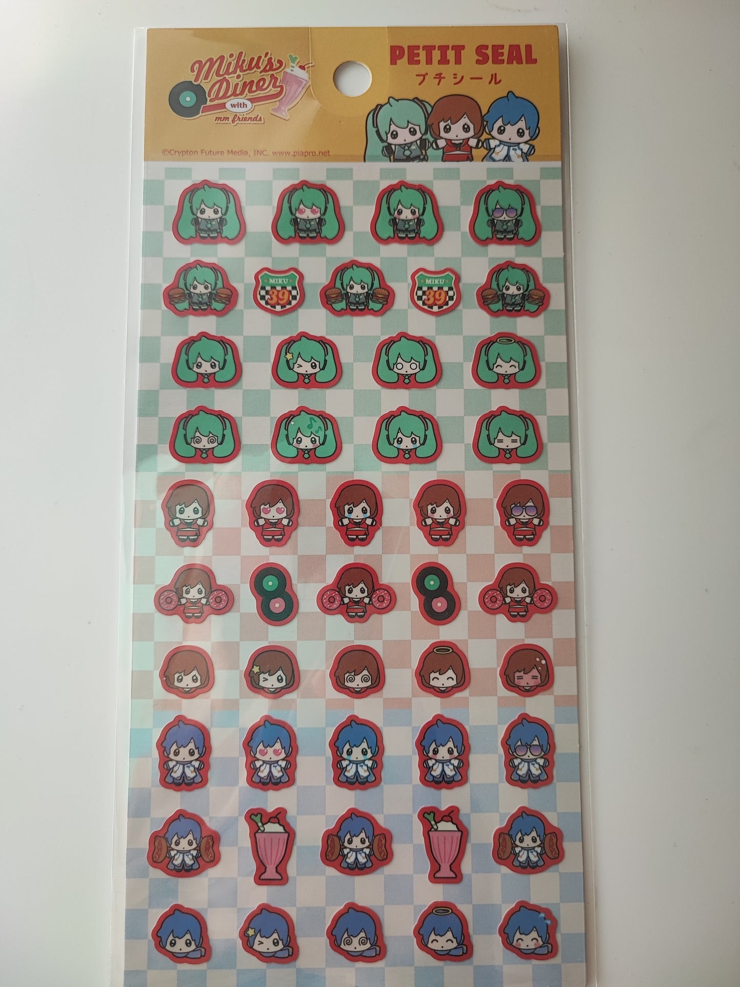 Hatsune Miku's diner Sheet Sticker Petit Seal, Synapse Japan_ Green / Red