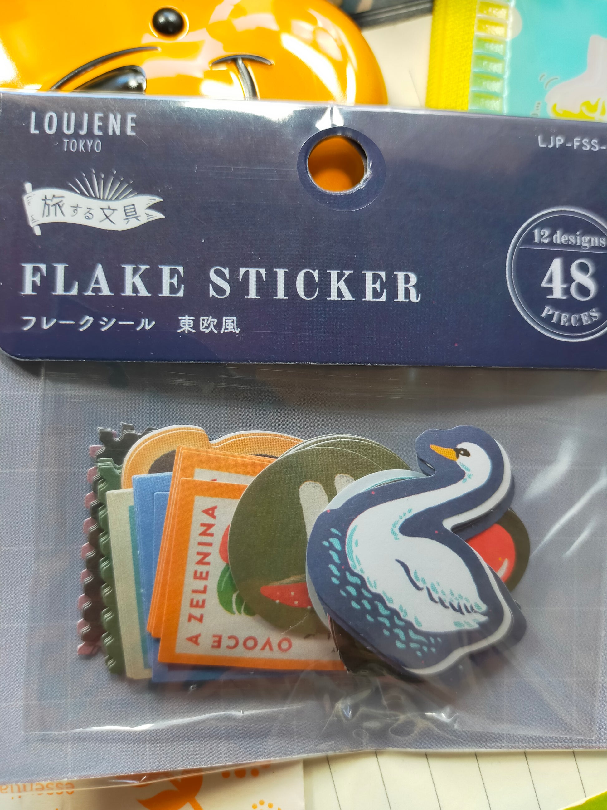 FLAKE STICKER Traveling Stationery Oriental Style 12designs*4pieces, LOUJENE_ Red / Blue