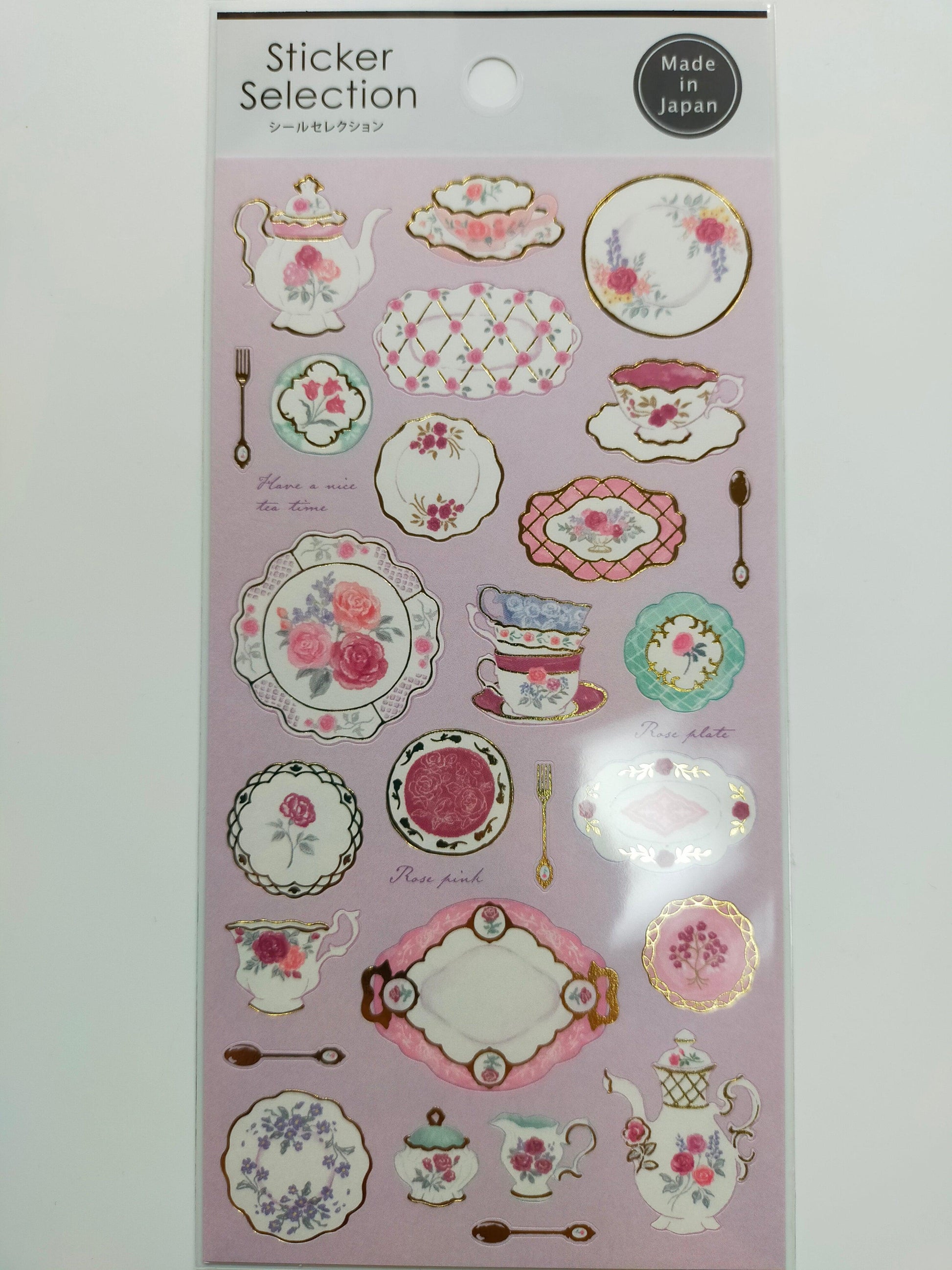 Sticker Selection Design Seals ,GAIA_ Pink Tea Time / Light Green Room / Drawing Flower Pink Grey / Drawing Flower White Black