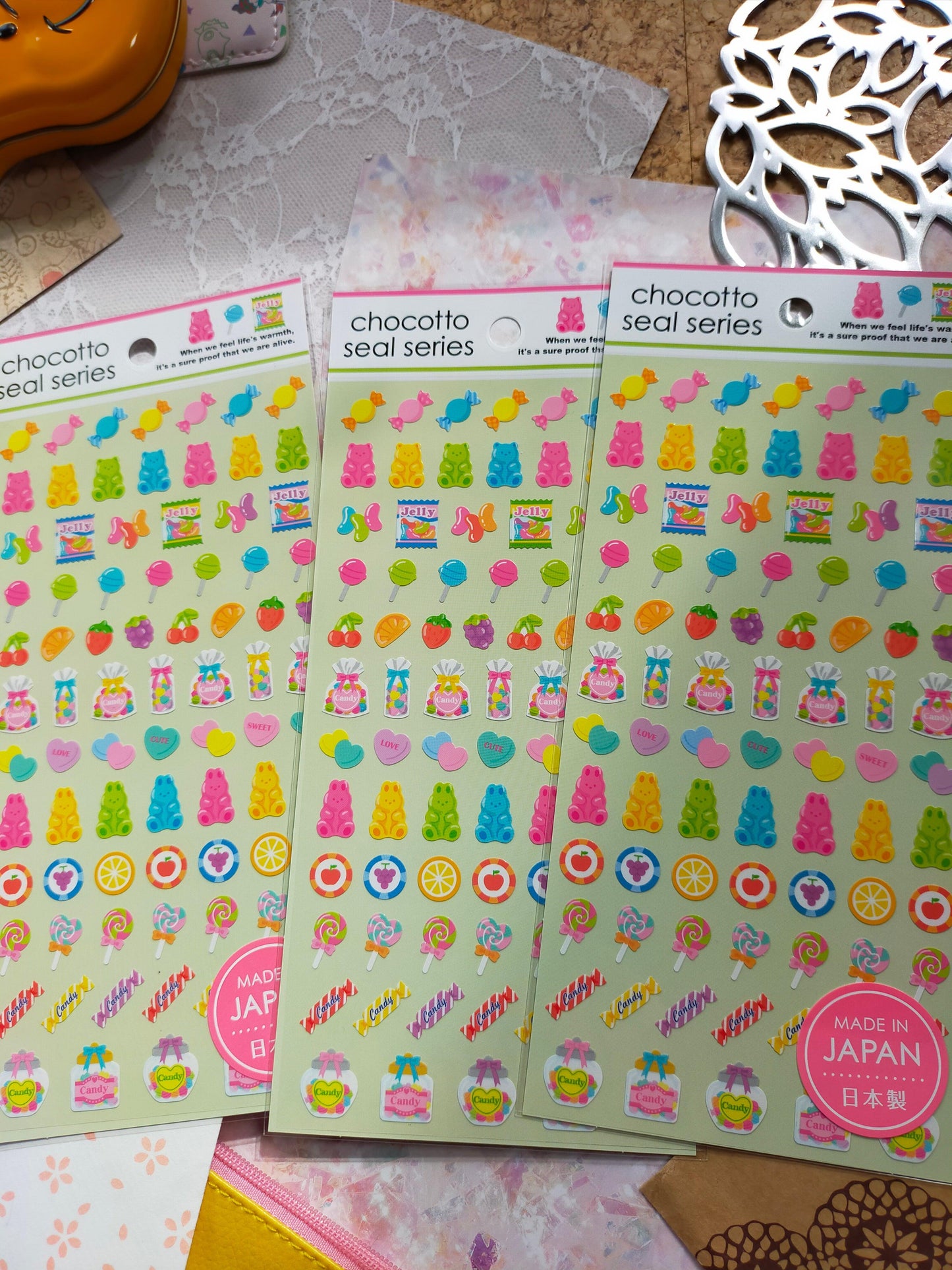 Chocotto Seal Series colors, GAIA_ Red Gift Flower / PINK Strawberry / Yellow Cookies / Green Gummy Candy / Chocolate Mint / Chocolate Cake