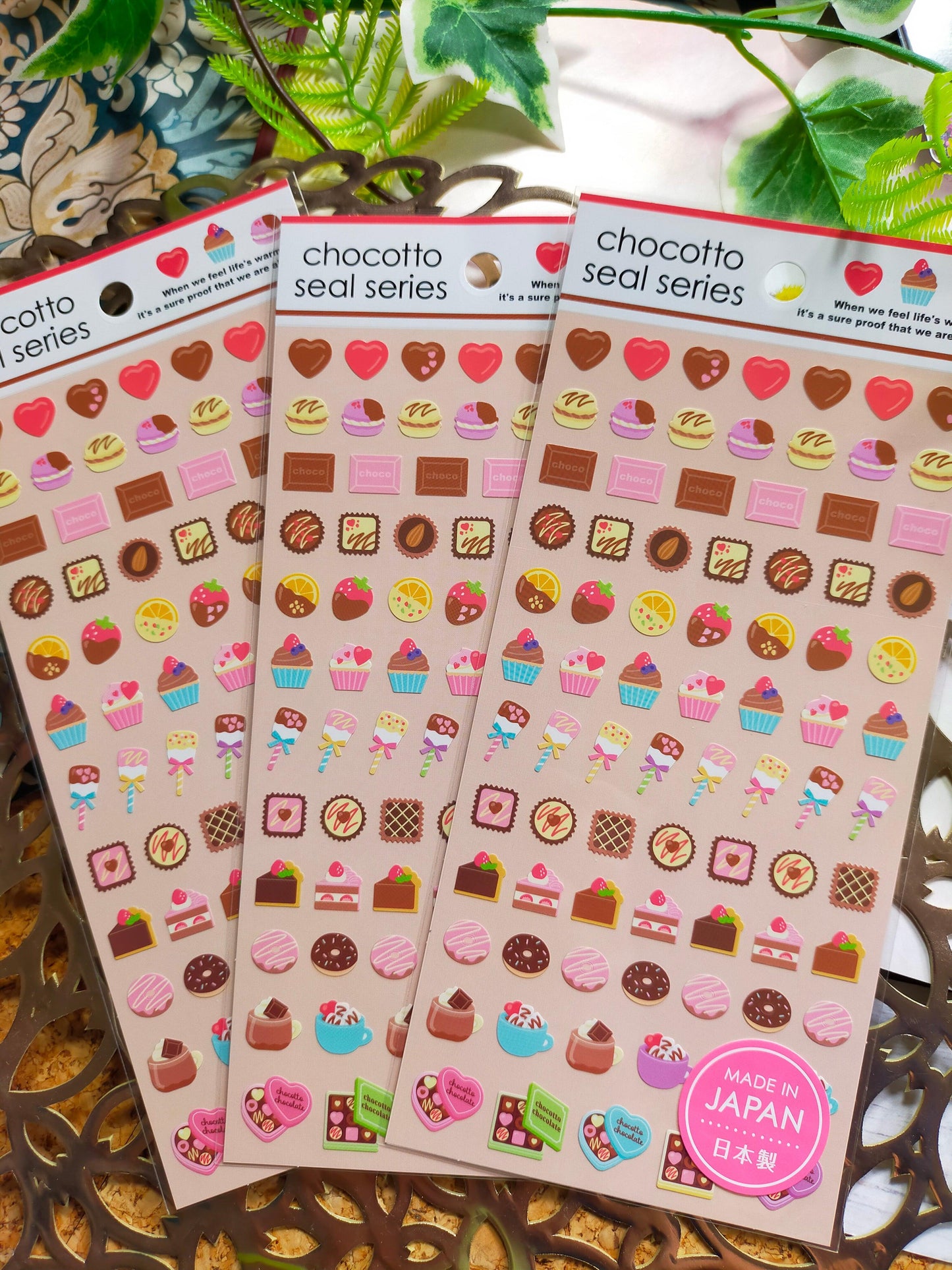 Chocotto Seal Series colors, GAIA_ Red Gift Flower / PINK Strawberry / Yellow Cookies / Green Gummy Candy / Chocolate Mint / Chocolate Cake