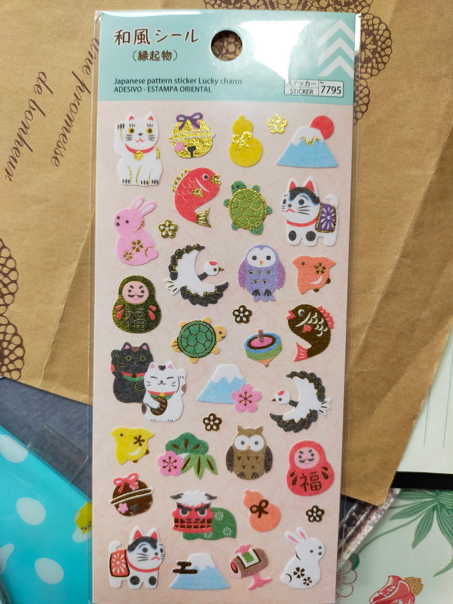 Japanese style stickers, daiso_ Lucky Charms / Yuzen