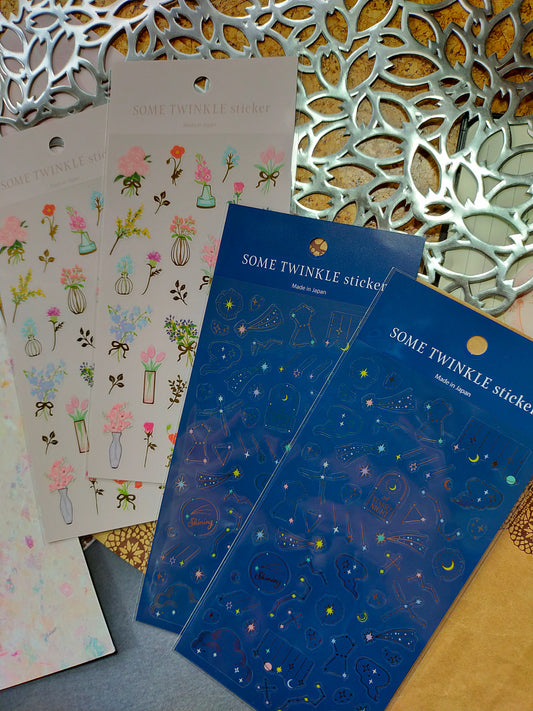 SOME TWINKLE sticker, GAIA_ Flower motifs / Astronomical motifs