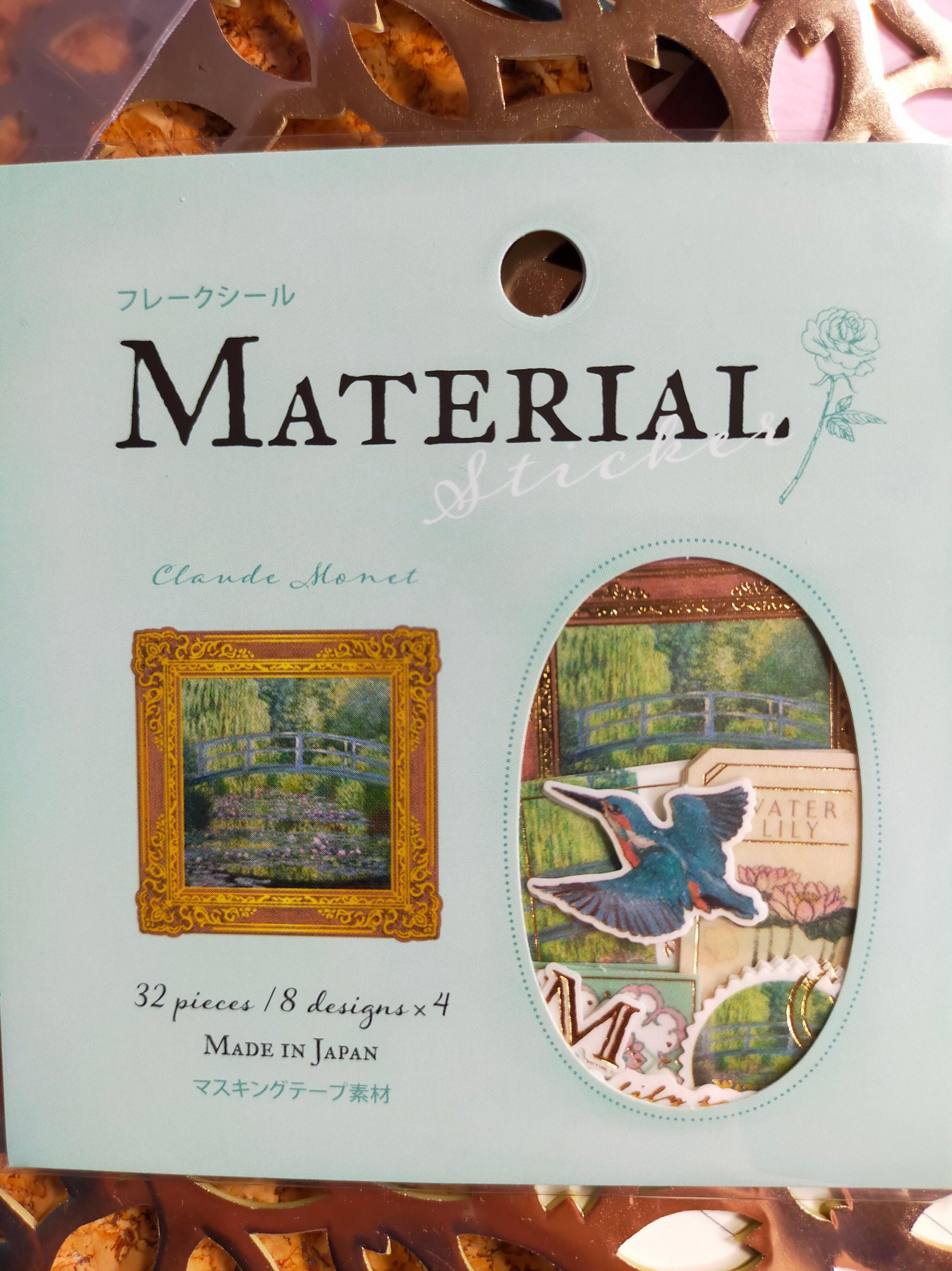 Flake Sticker Drawings Materials 8designs*4pieces,GAIA _Renoir / Klimt / Monet /Van Gogh
