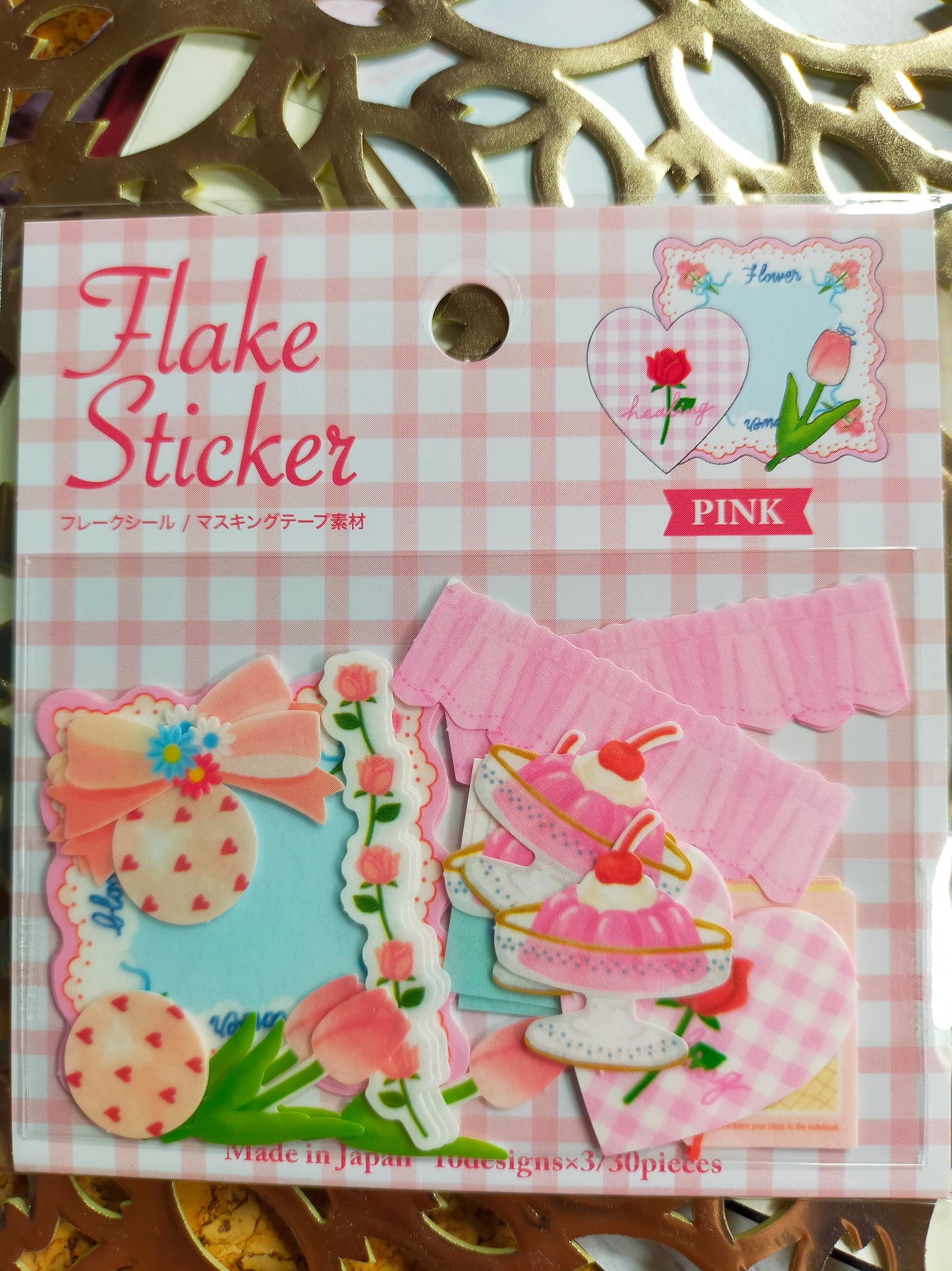 Flake Sticker 10designs*3pieces,GAIA _Pink Flower /Blue Materials