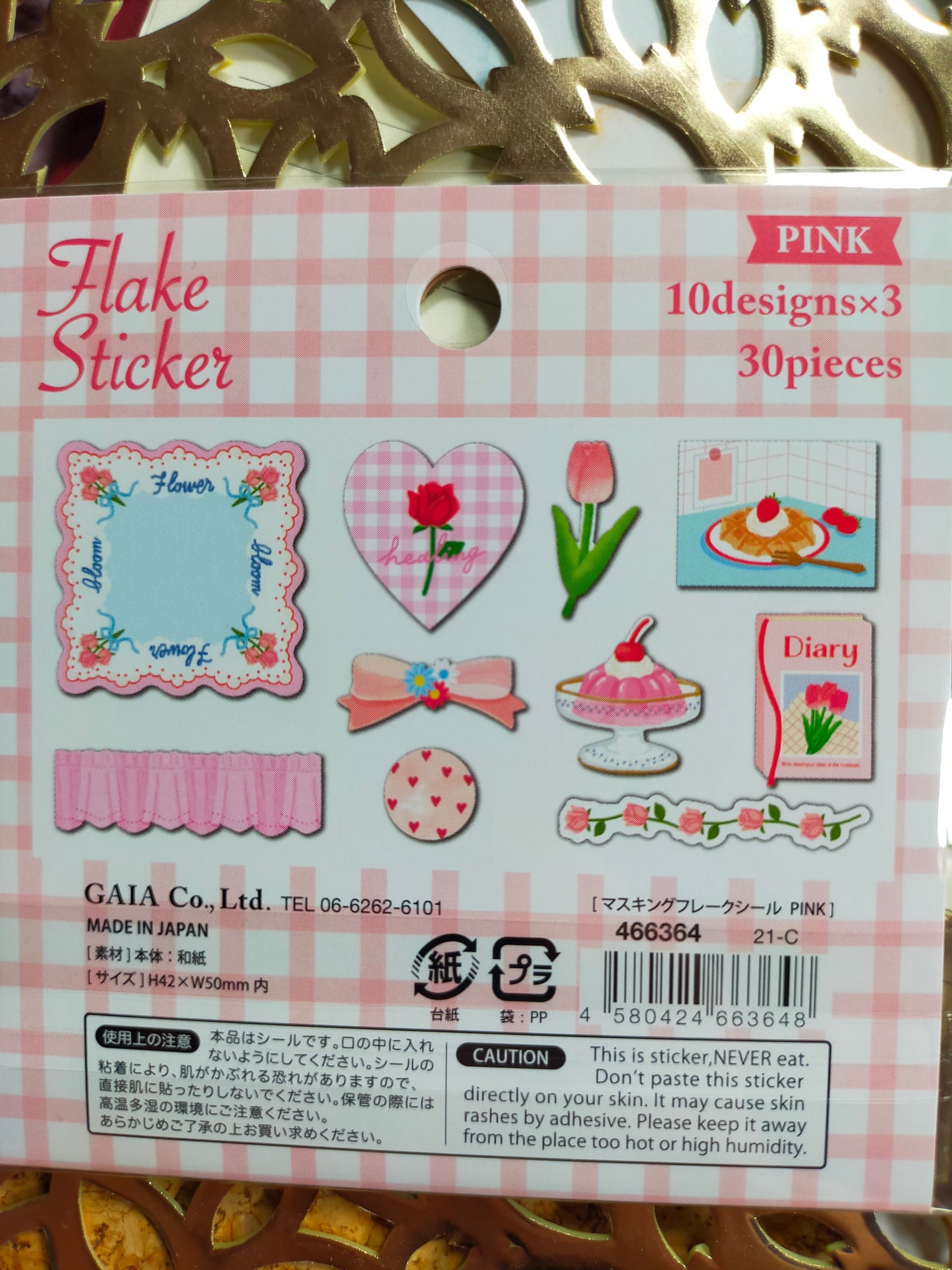 Flake Sticker 10designs*3pieces,GAIA _Pink Flower /Blue Materials