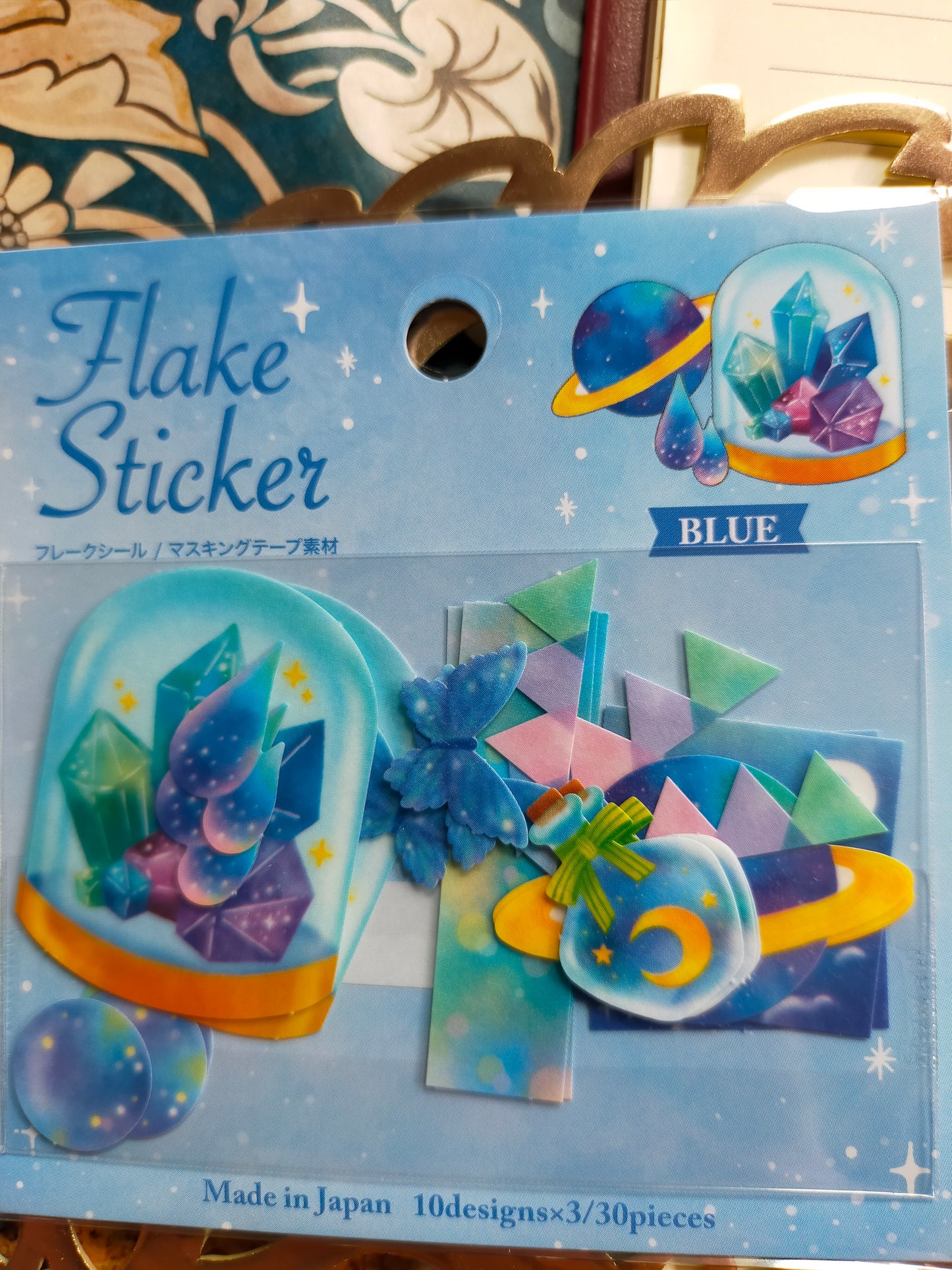 Flake Sticker 10designs*3pieces,GAIA _Pink Flower /Blue Materials