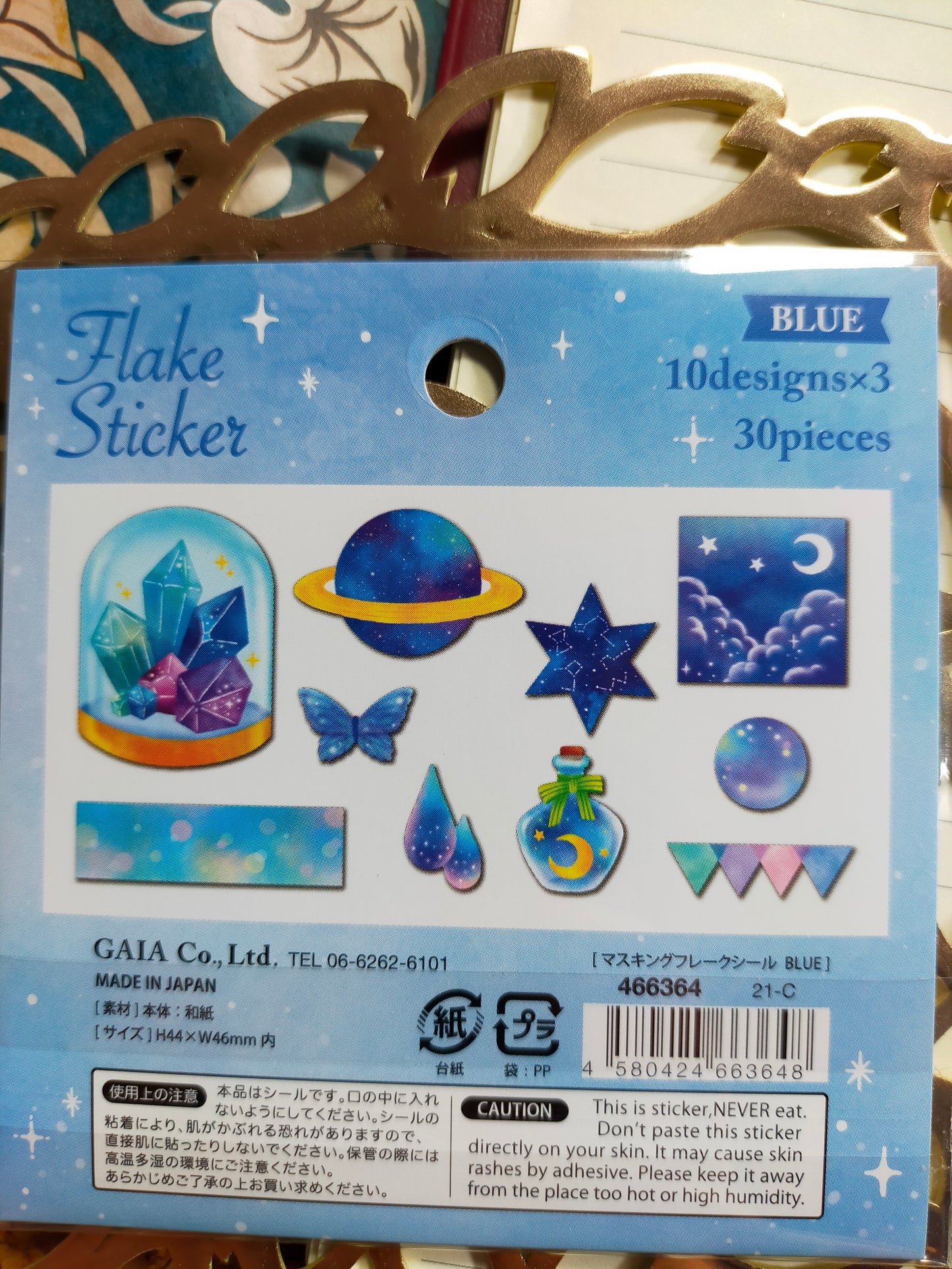 Flake Sticker 10designs*3pieces,GAIA _Pink Flower /Blue Materials