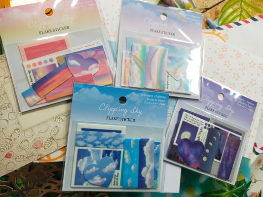 Flake Sticker Clipping Sky 8designs*3pieces,GAIA _Sunset / Rainbow / Night Sky / Blue Sky