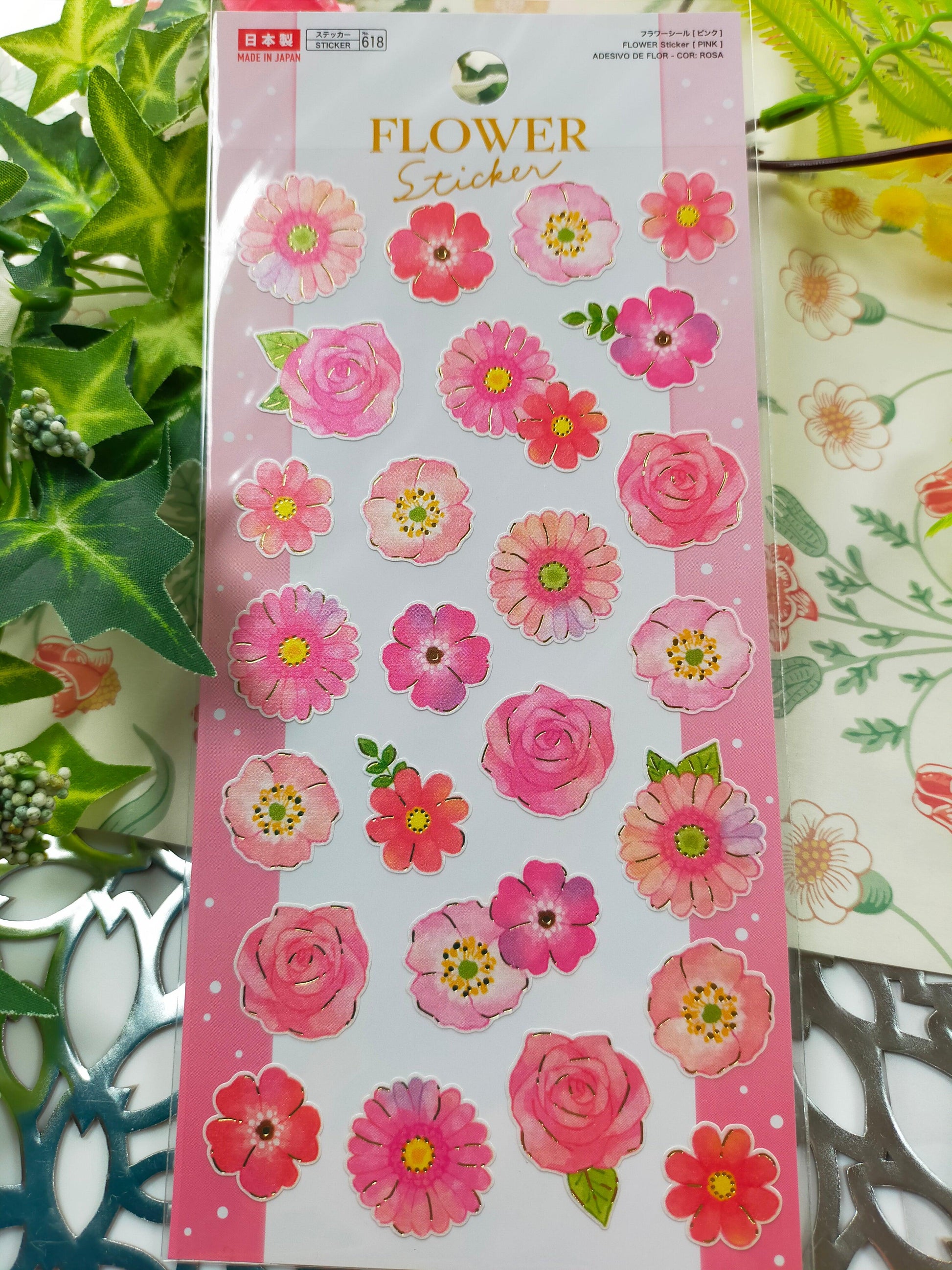 FLOWER Sticker,daiso sticker_Light Green /Pink/Yellow /Green /Blue /Purple