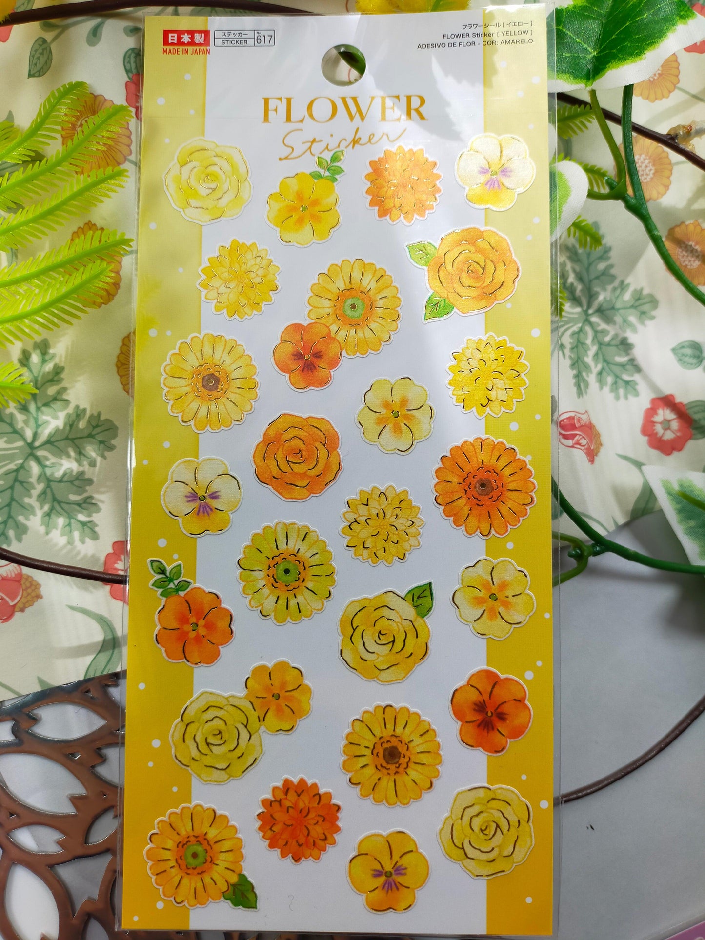 FLOWER Sticker,daiso sticker_Light Green /Pink/Yellow /Green /Blue /Purple