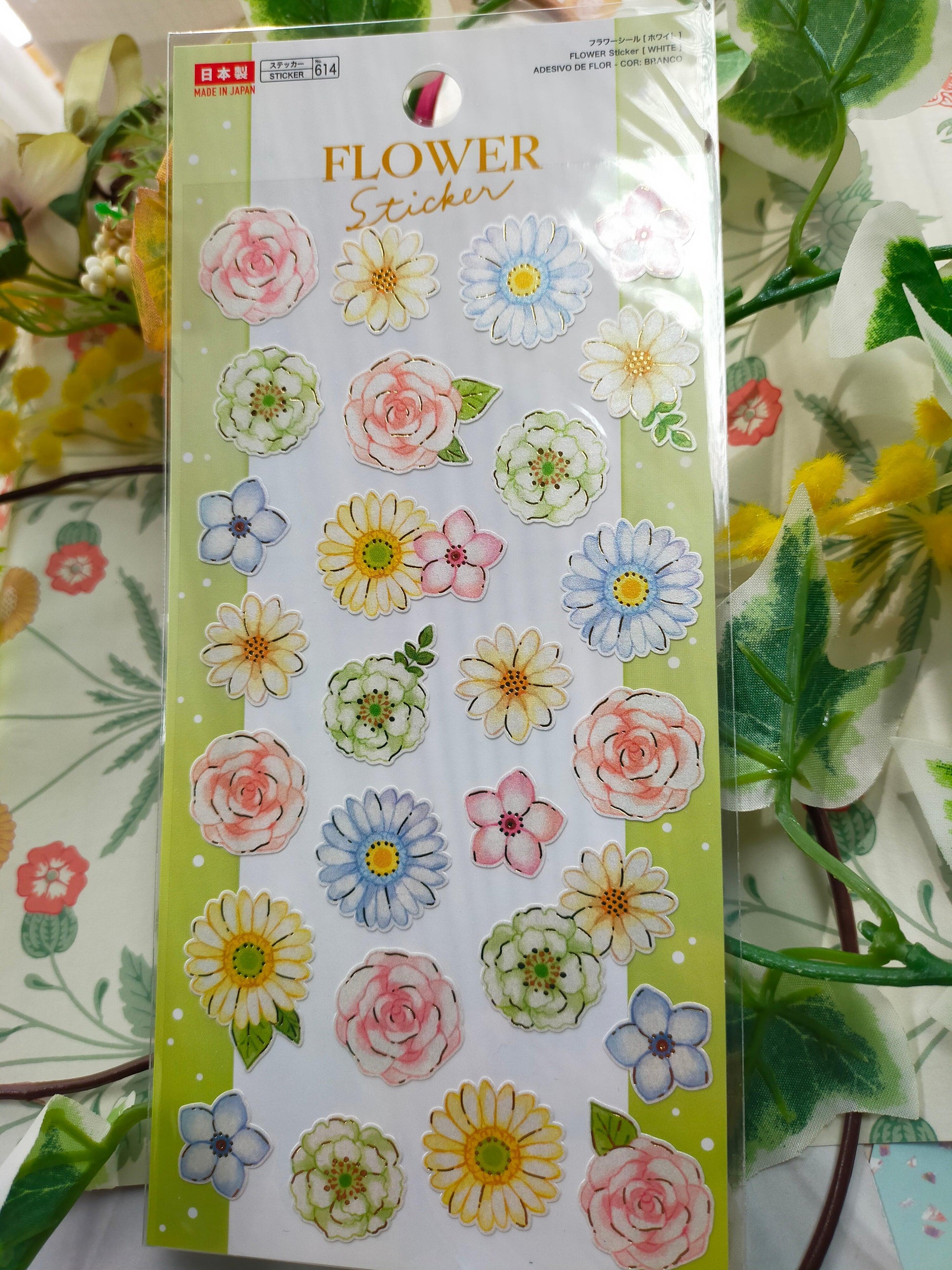 FLOWER Sticker,daiso sticker_Light Green /Pink/Yellow /Green /Blue /Purple