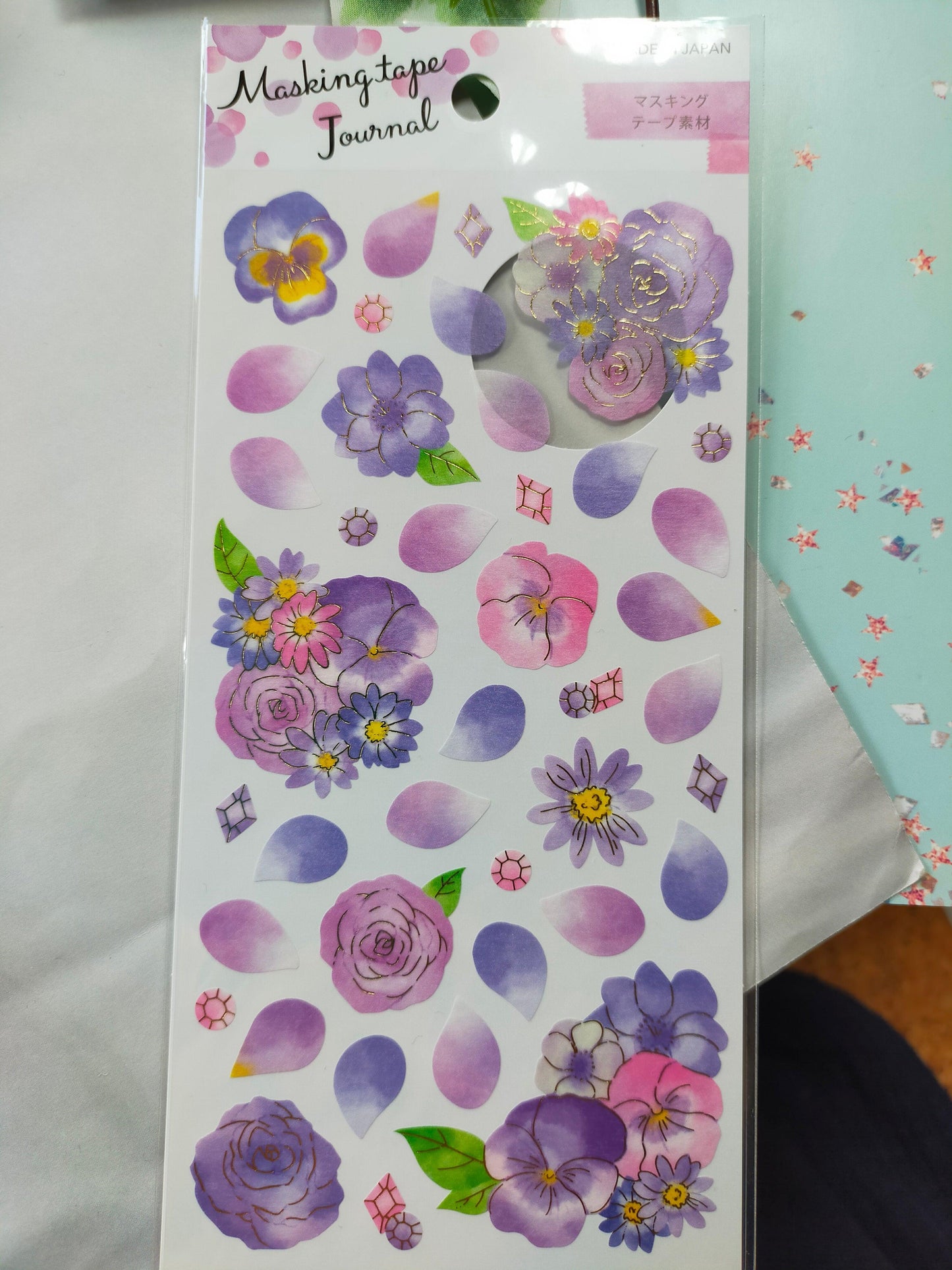 Masking tape journal flower, GAIA_ Red/Pink/Yellow/Green/light Blue/Purple