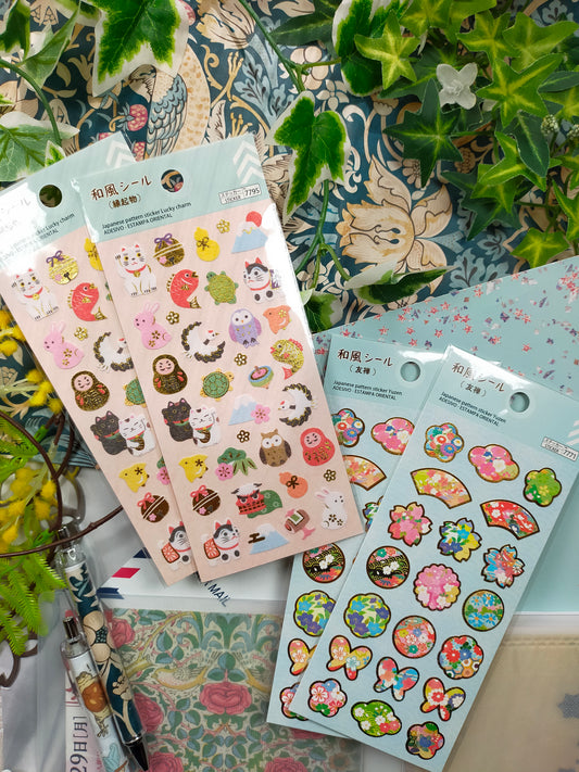 Japanese style stickers, daiso_ Lucky Charms / Yuzen