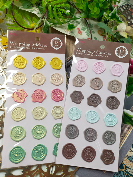 Amifa Seal Sealing Beautiful Rose 18pcss Big sticker _ Warm color / Dark color