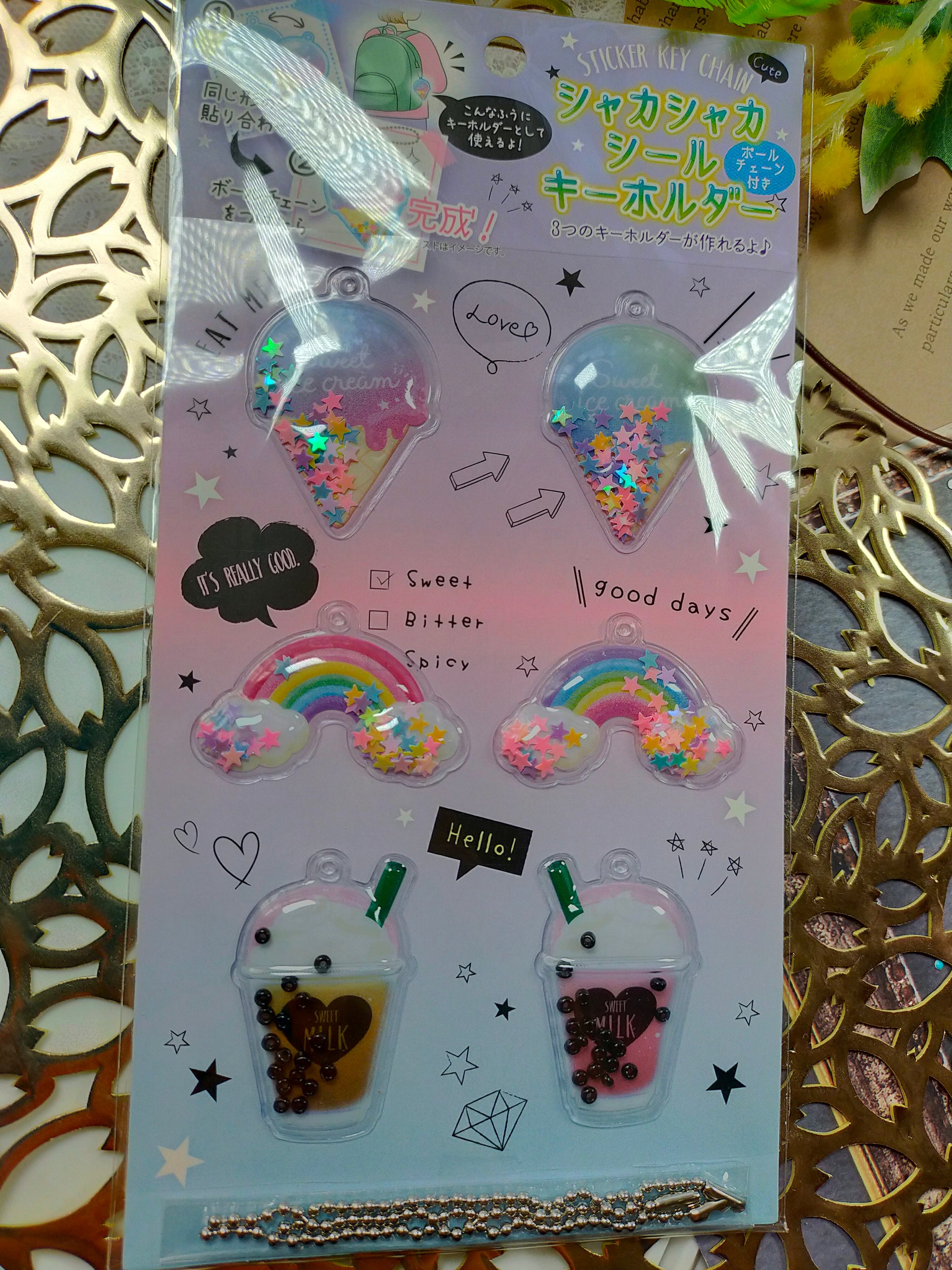 Sticker Kit Charm Cute You can make three different key chains , NPK _ Candy Box / Rainbow
