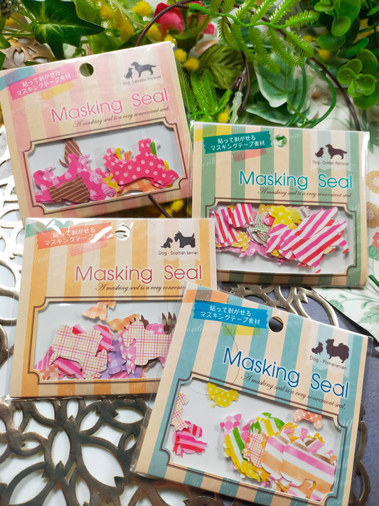 Masking Seal Dog 10designs*4pieces,Eagle Japan _ Labrador Retriever / Golden Retriever / Scottish Terrier / Pomeranian