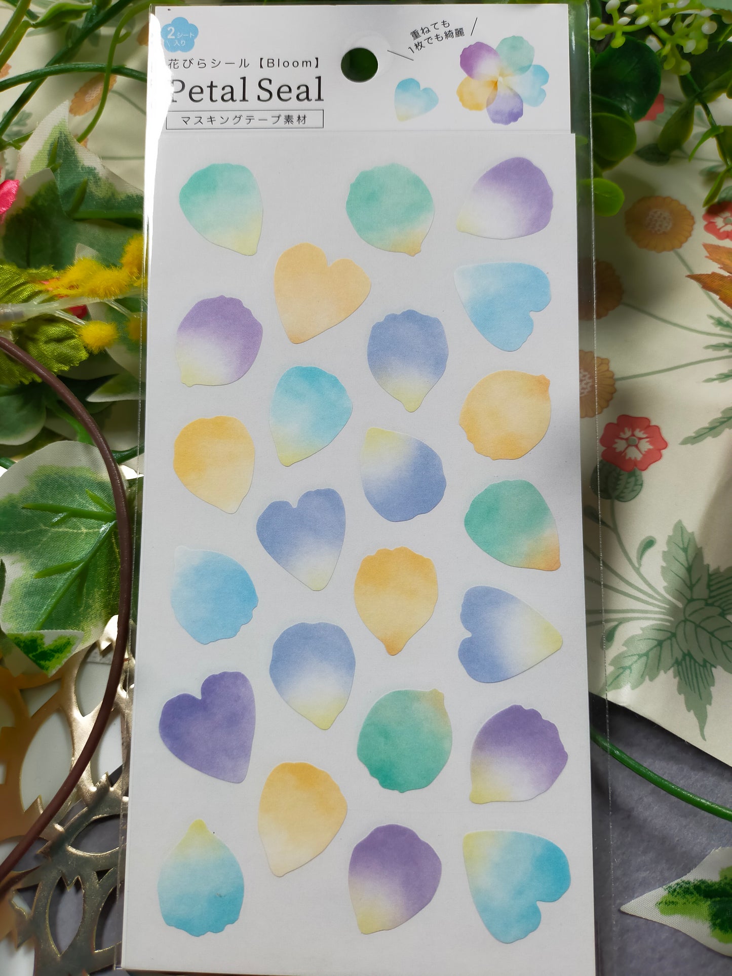 Petal Sticker Masking Tape BLOOM 2sheets, NPK _ Pink / Blue