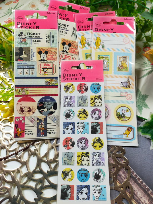 Disney Sticker 2Sheets, Disney _ Mickey / Winnie the Pooh / Princess
