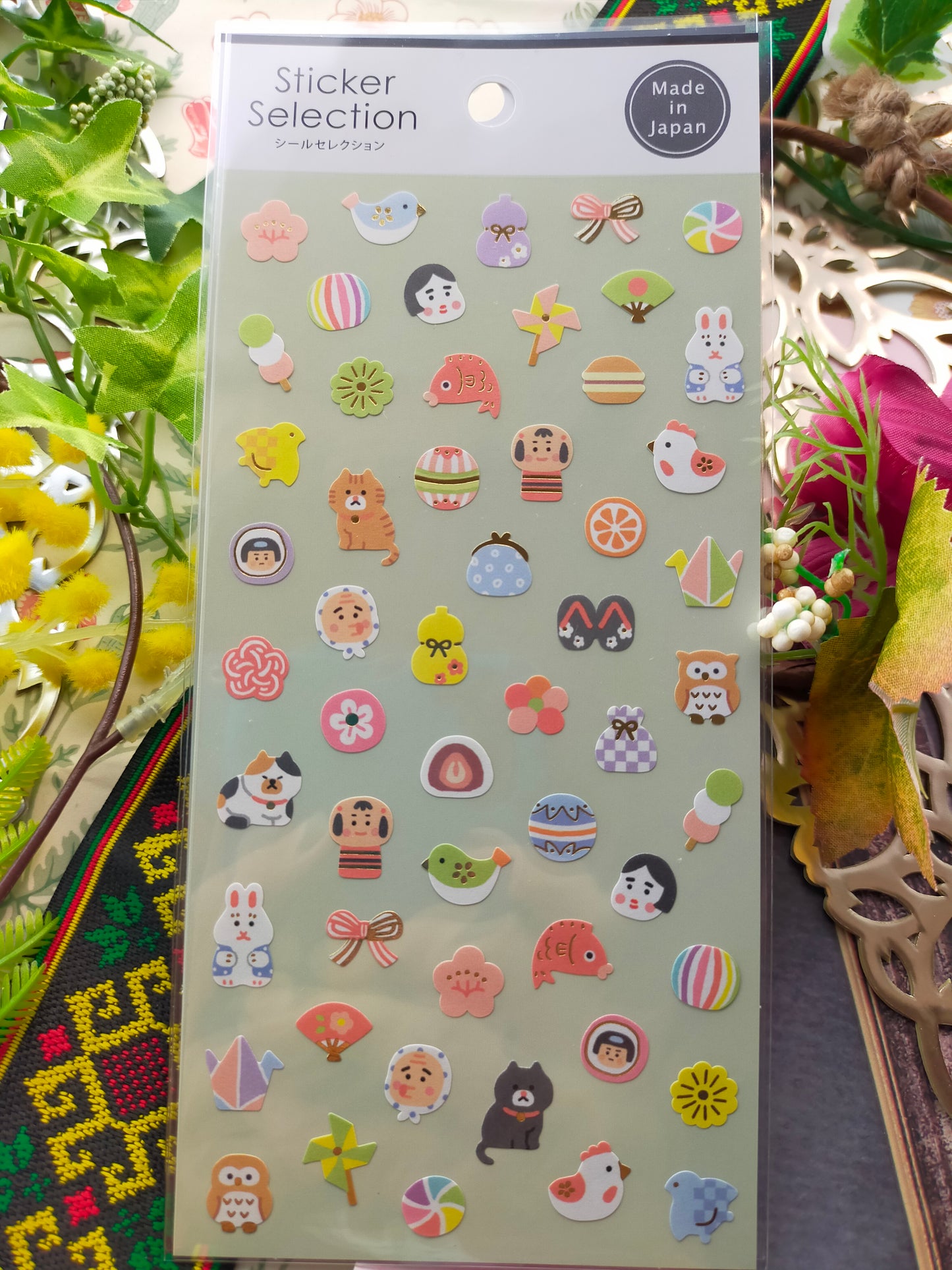 Sticker Selection Japanese Accessories,GAIA_ Pink /Green