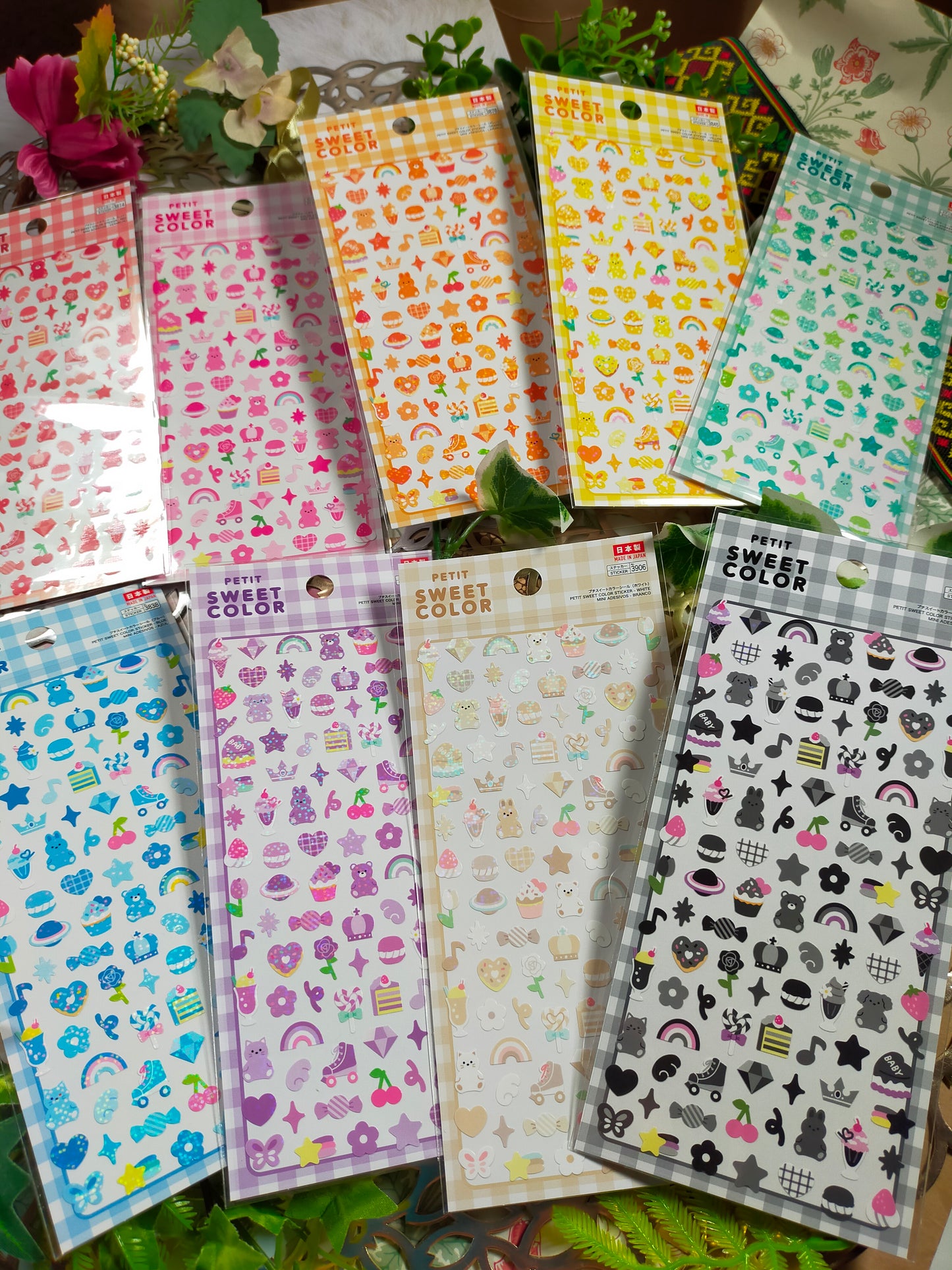 Petit sweet color stickers ,daiso _ Red / Pink / Orange / Yellow / Green / Blue / Purple / white / Black