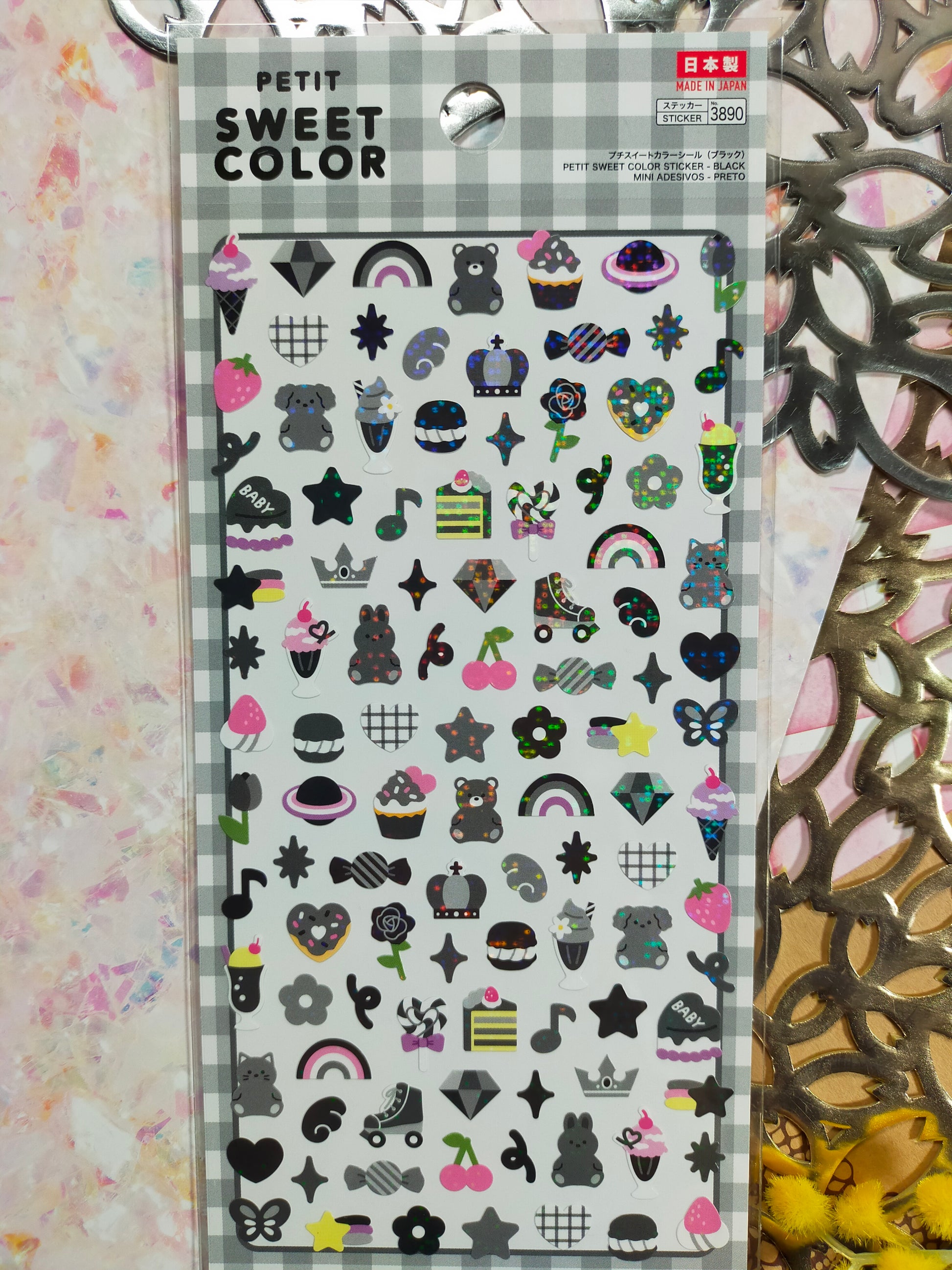 Petit sweet color stickers ,daiso _ Red / Pink / Orange / Yellow / Green / Blue / Purple / white / Black