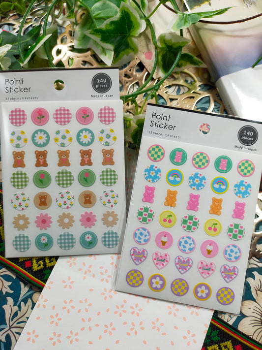 Point Sticker ,GAIA_ Bear Gray Circle Bear 140p / Milky Circle Bear Milky Circle140p