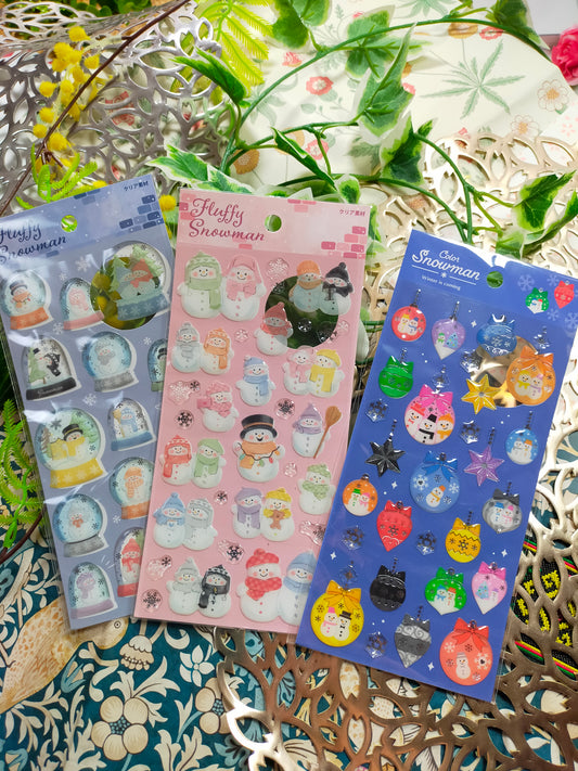 Snowman 3D Sticker, GAIA_ Light Purple /Pink /Blue