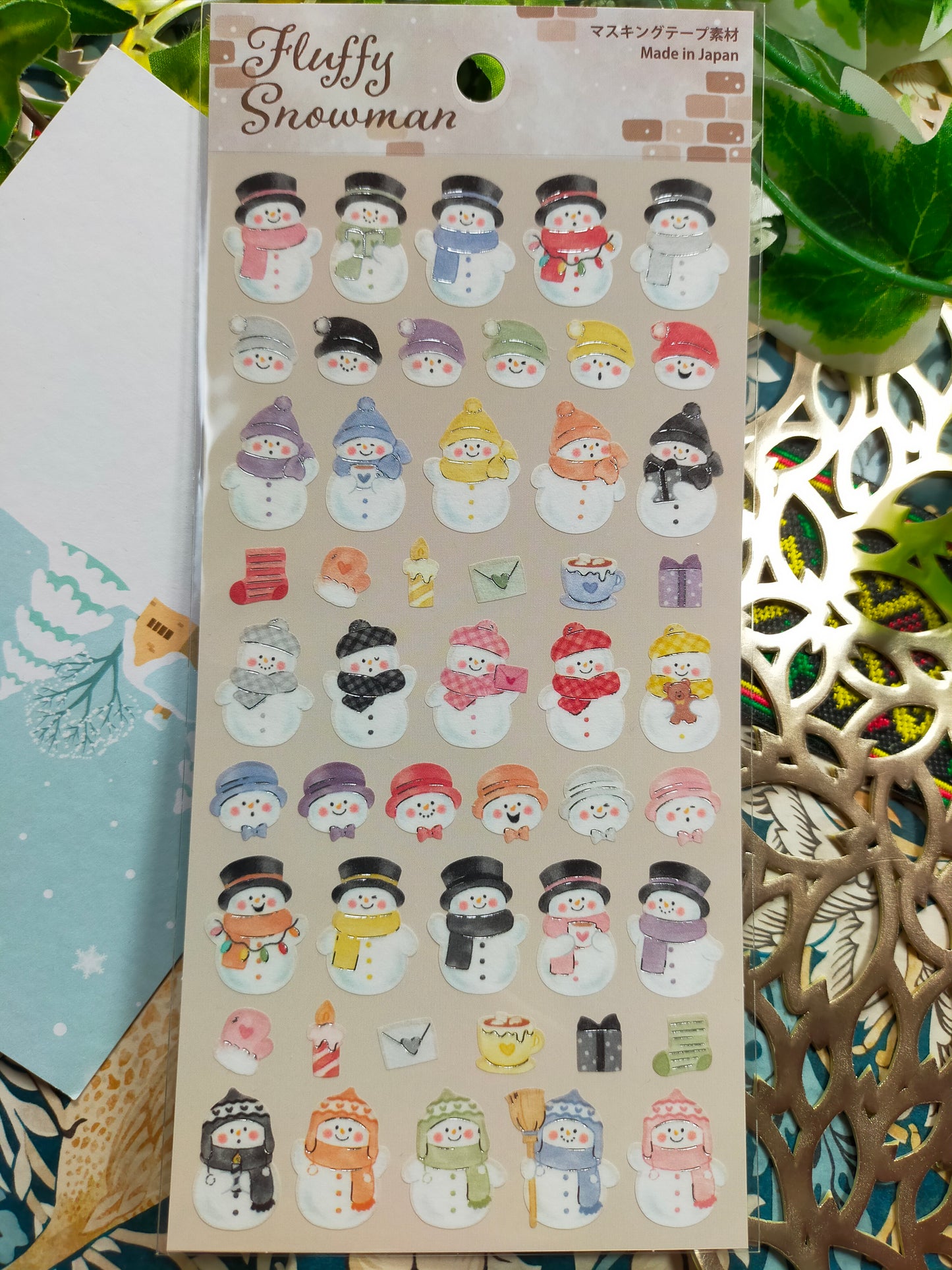 Snowman Pattern Sticker,GAIA, Synapse Japan _ Light blue / Light green / Light Pink