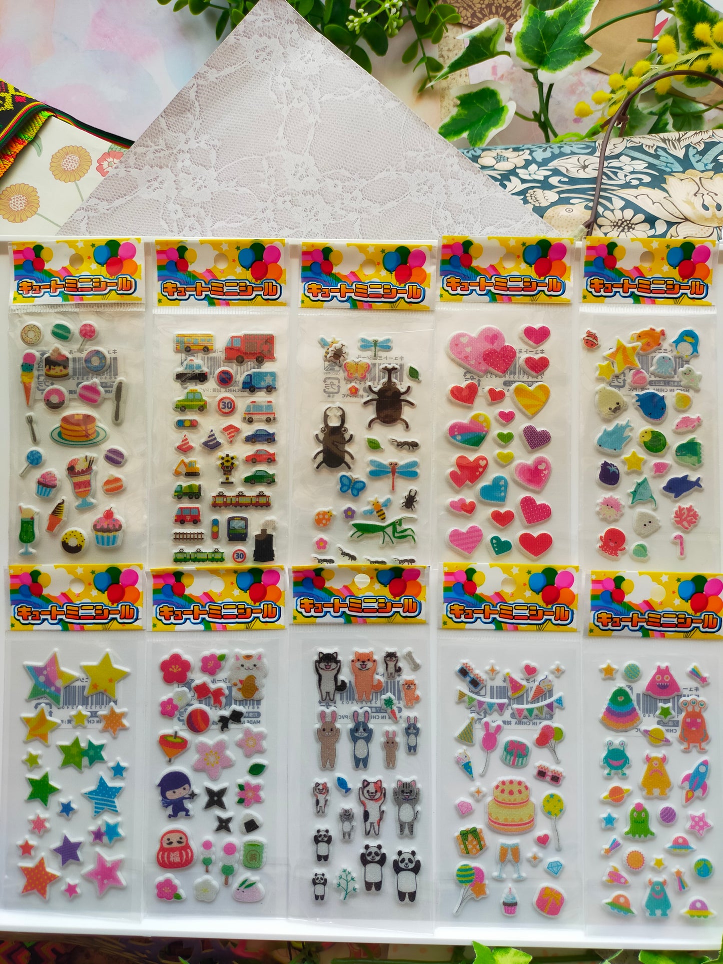 Value  set 3D Cute Mini sheet  stickers  10 Set