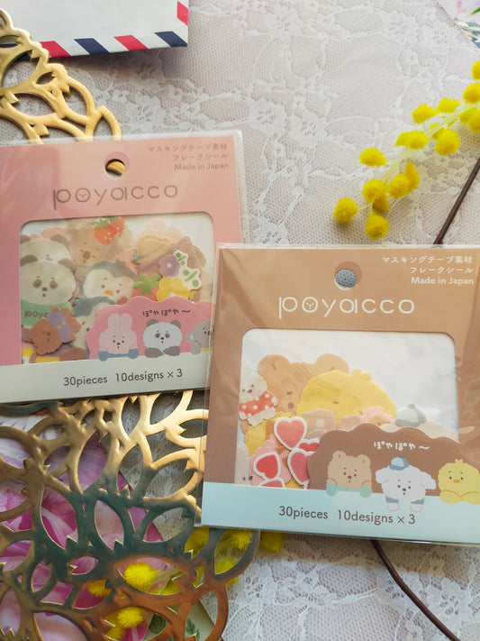 Flake Sticker Poyacco Flake Sticker 10designs*3pieces,GAIA _Pink /Brown