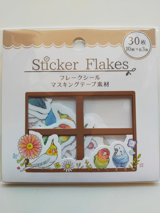 Sticker flake birds 10designs*3pieces ,Axis