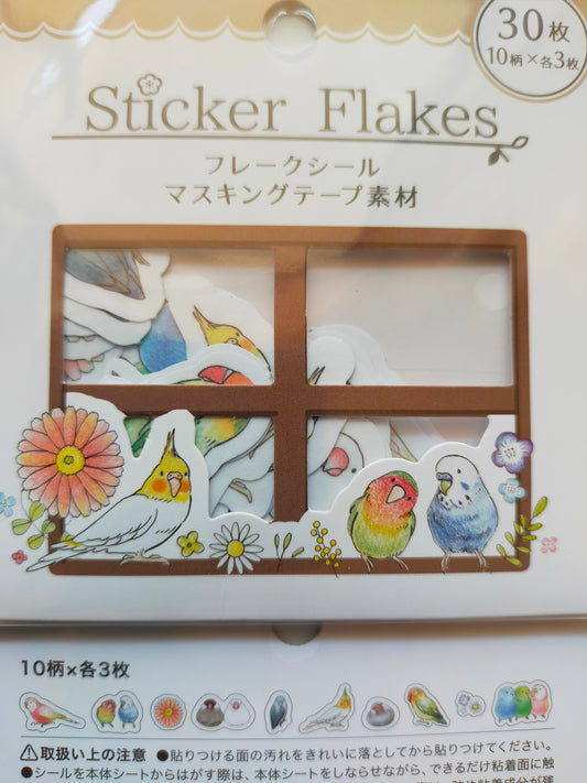 Sticker flake birds 10designs*3pieces ,Axis