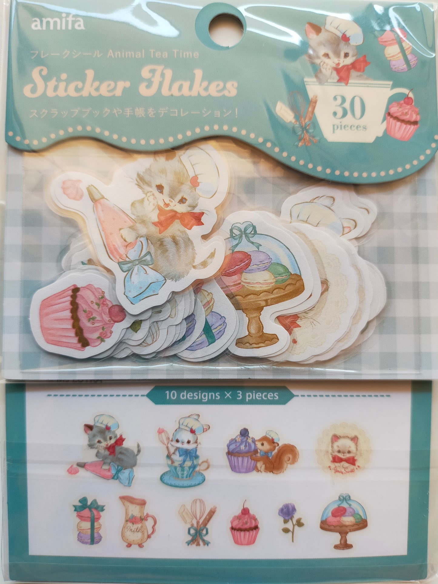 STICKER FLAKES Naughty Kitten , amifa _ Red Heart Kitten / Blue Sweets Kitten