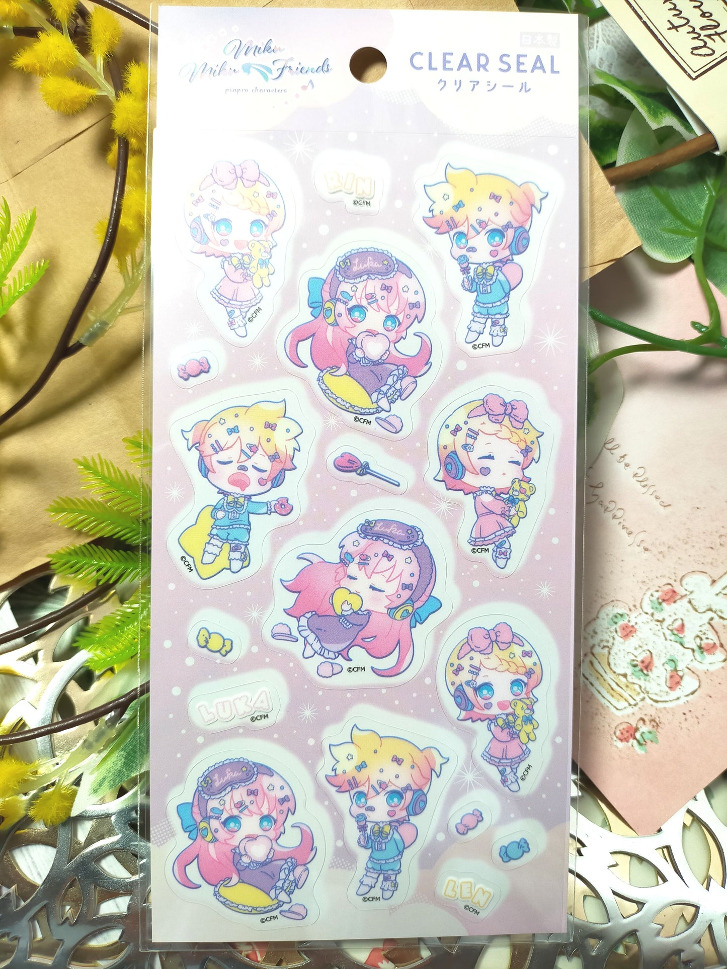 Hatsune Miku Sheet Sticker Clear Seal, Synapse Japan_ Green / Red-purple