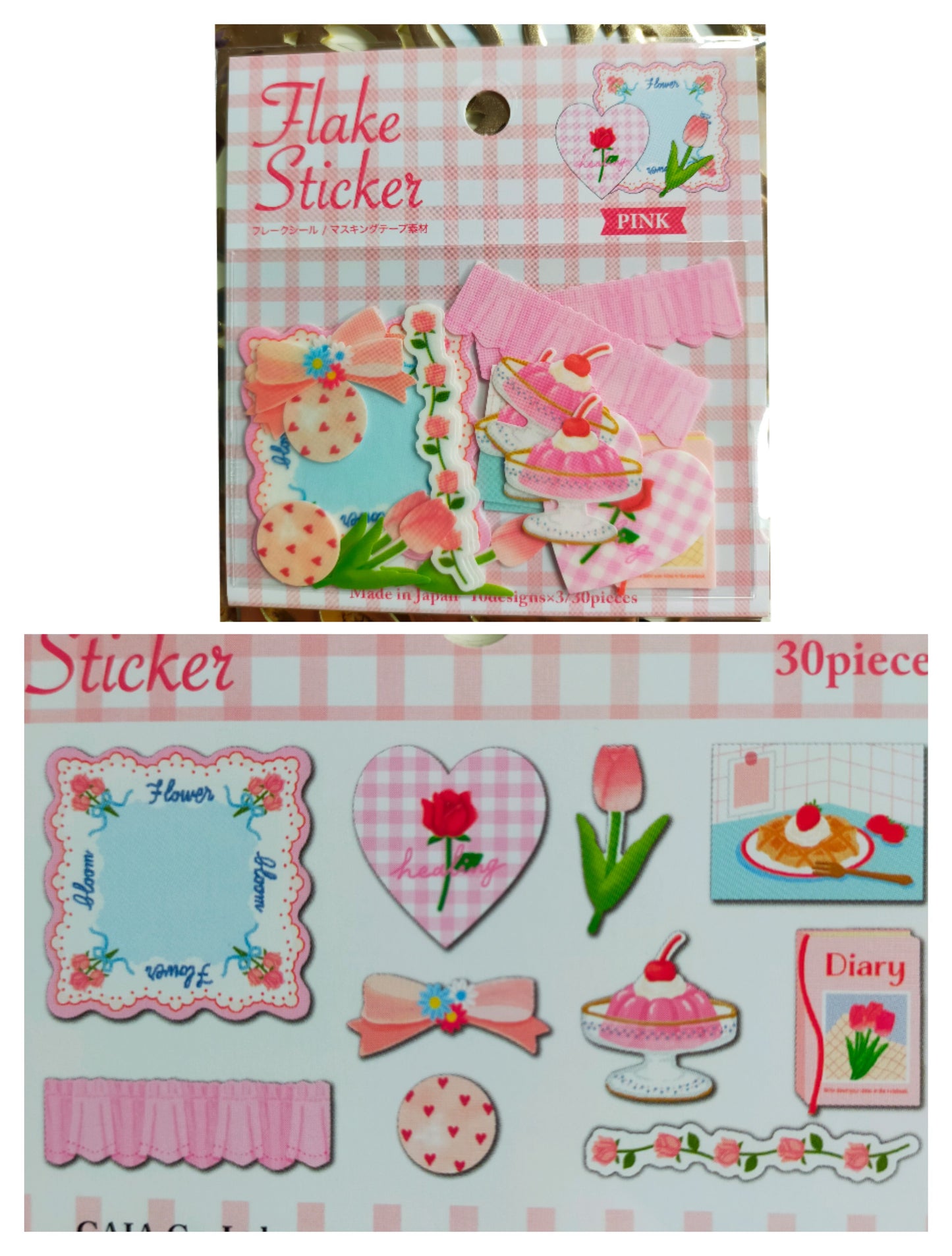 Flake Sticker 10designs*3pieces,GAIA _Pink Flower /Blue Materials