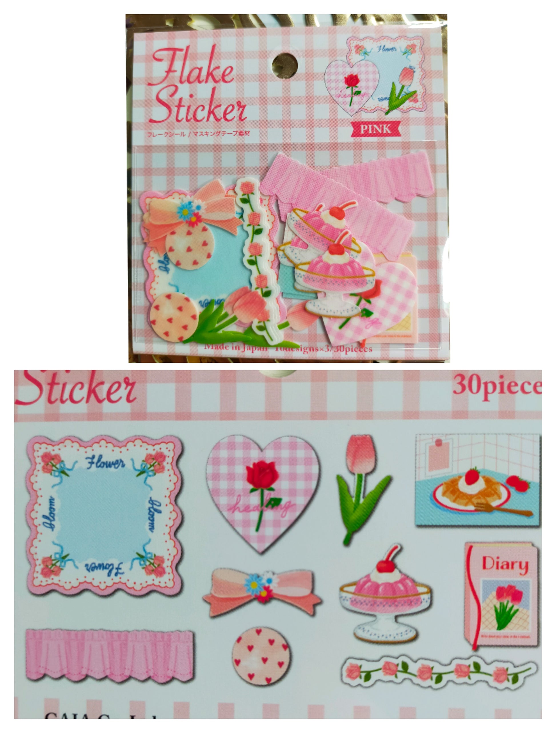 Flake Sticker 10designs*3pieces,GAIA _Pink Flower /Blue Materials