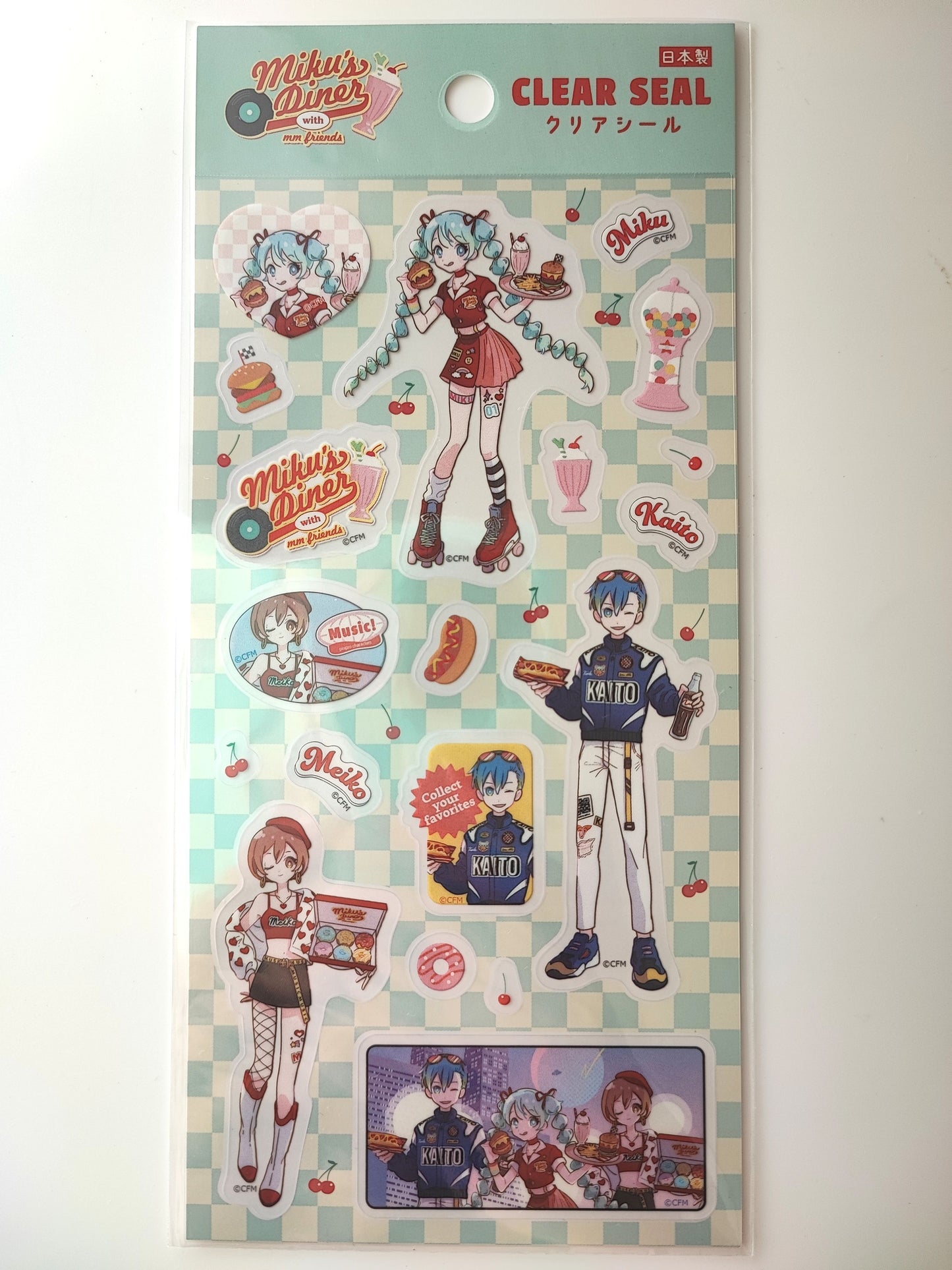Hatsune Miku's diner Sheet Sticker Clear Seal, Synapse Japan_ Green / Pink