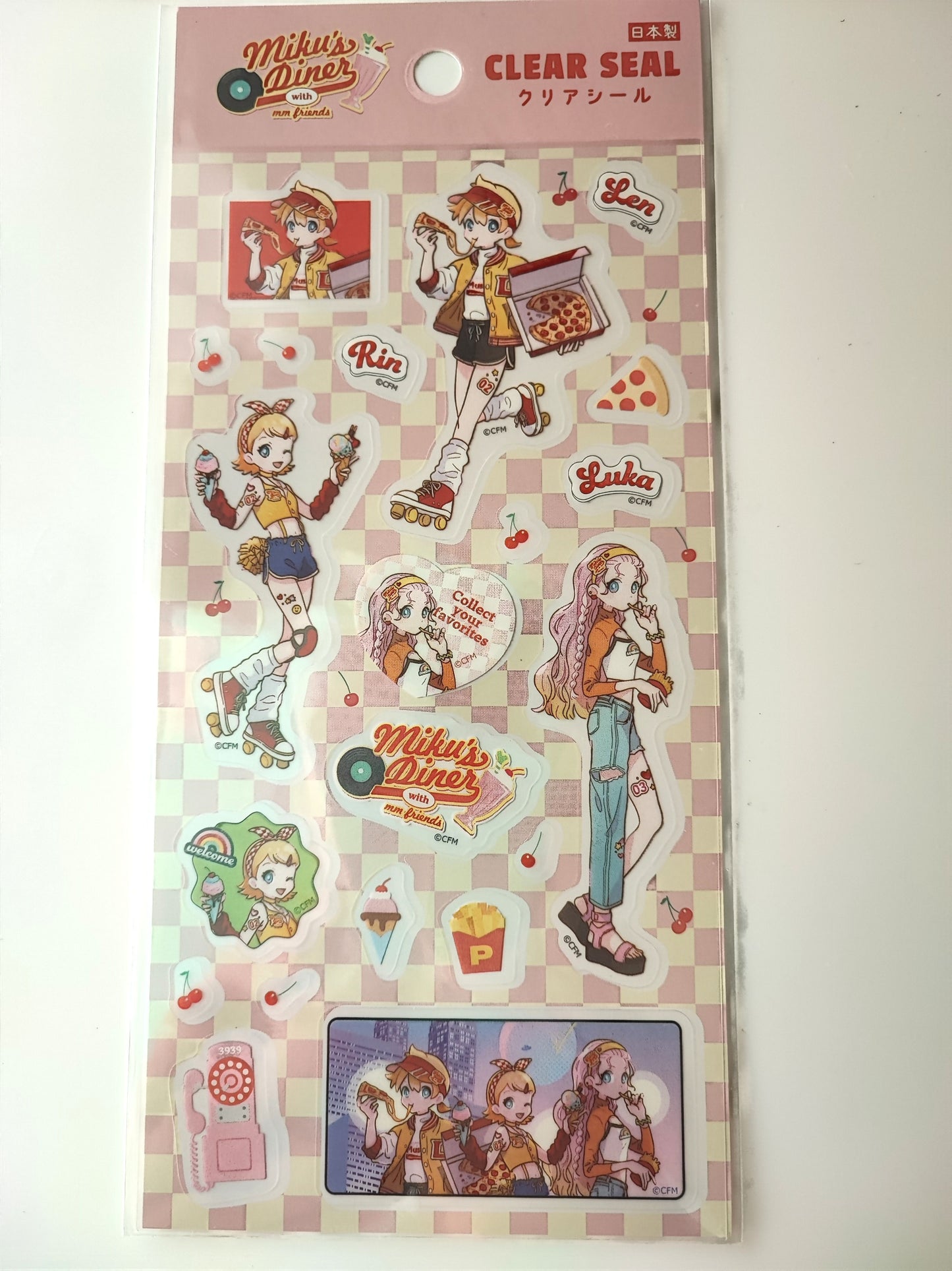 Hatsune Miku's diner Sheet Sticker Clear Seal, Synapse Japan_ Green / Pink