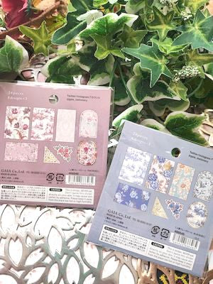 STICKER FLAKES Flower gives 8designs*3pieces, Daia_ pink roses/ blue roses