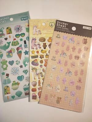 exclusive J.R Sparking Colors  Green /Unicorn Glitter sticker 4/ Little Animals Rabbit