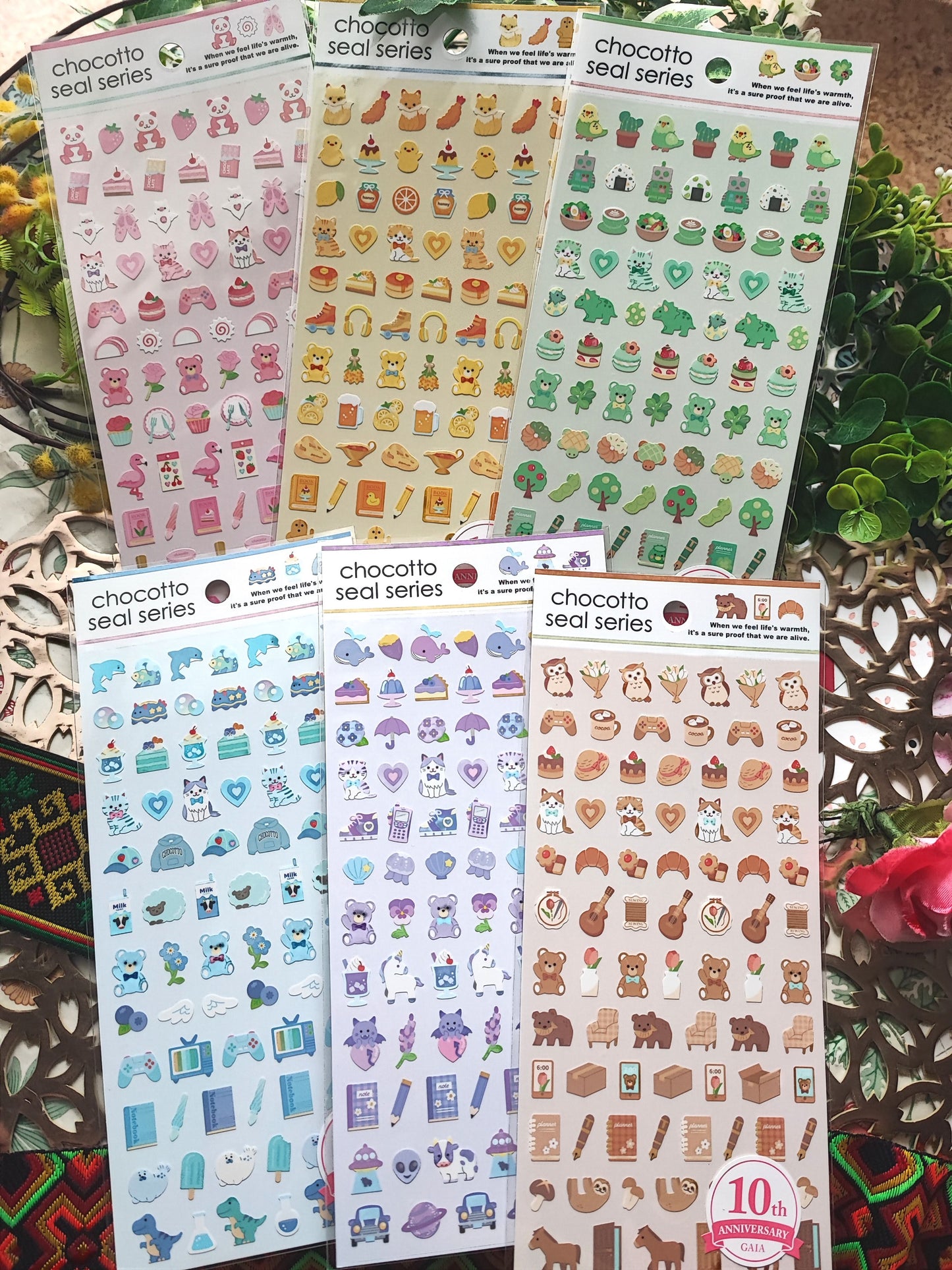 Chocotto Seal Series Animal colors,GAIA_Pink Panda/ Yellow fox / Green parrot/ Blue dolphin/ Purple whales/ Brown owls