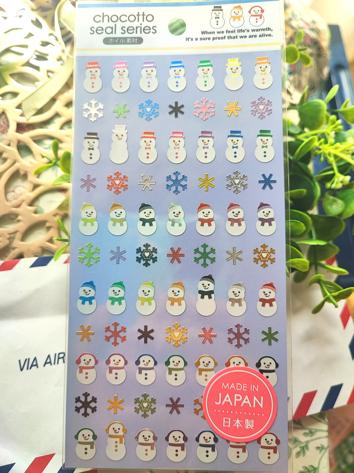 Chocotto Seal Series,Christmas Snowman Foil GAIA_Light Blue /Light Purple