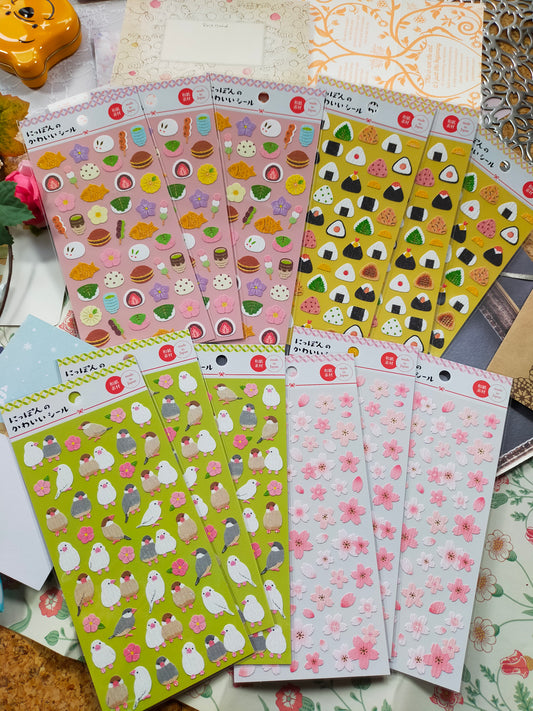 Cute Japanese stickers Washi paper ,GAIA _ Japanese sweets / Rice balls / Bunbori / Sakura