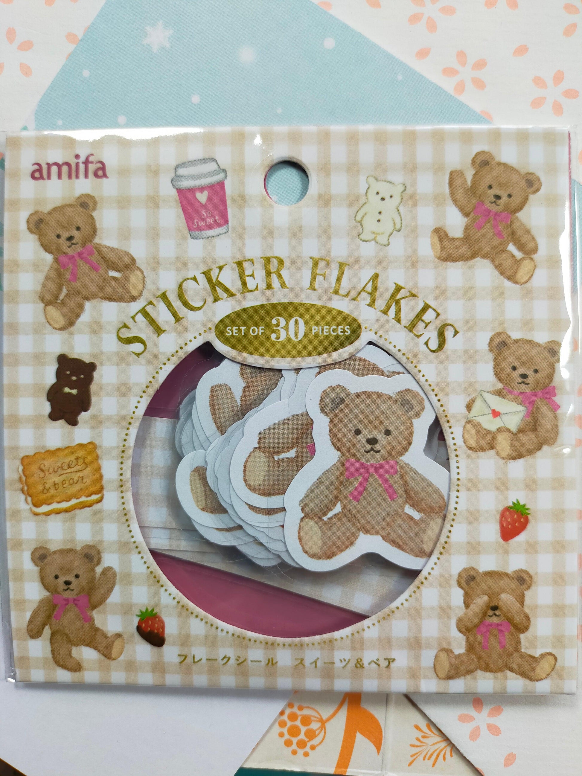 STICKER FLAKES Foil Stamping Motif 10designs*3pieces, amifa _ Cherry blossom / Antique / Bear / Melty Sky / Japanese Public Bath