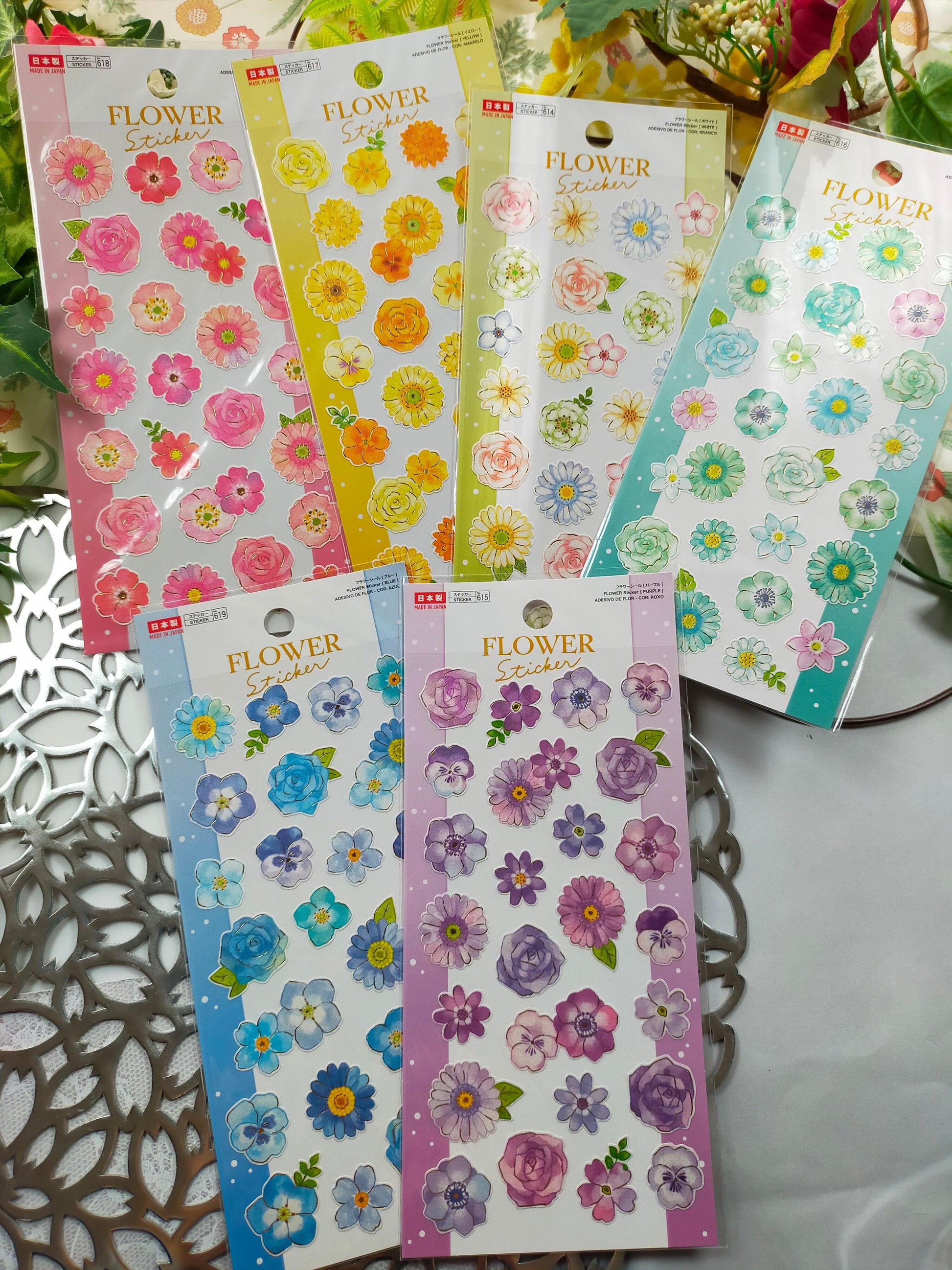 FLOWER Sticker,daiso sticker_Light Green /Pink/Yellow /Green /Blue /Purple