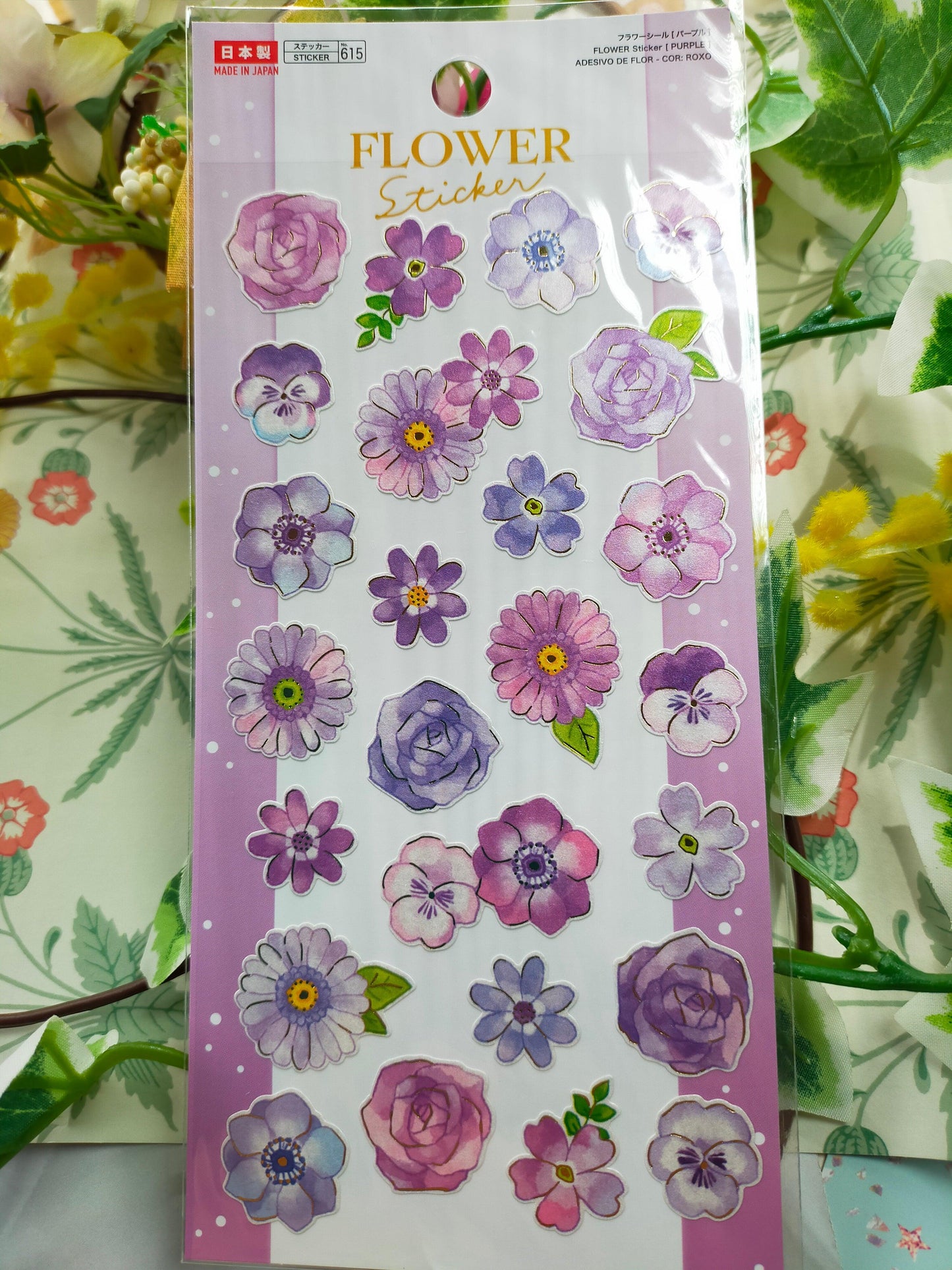 FLOWER Sticker,daiso sticker_Light Green /Pink/Yellow /Green /Blue /Purple