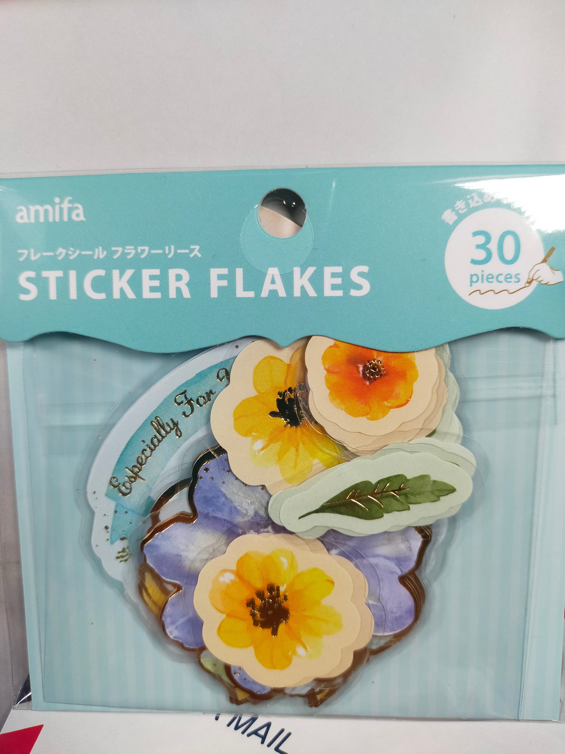 STICKER FLAKES Flower Wreath Foil Stamping 10designs*4pieces, amifa_ Pink / Light Blue