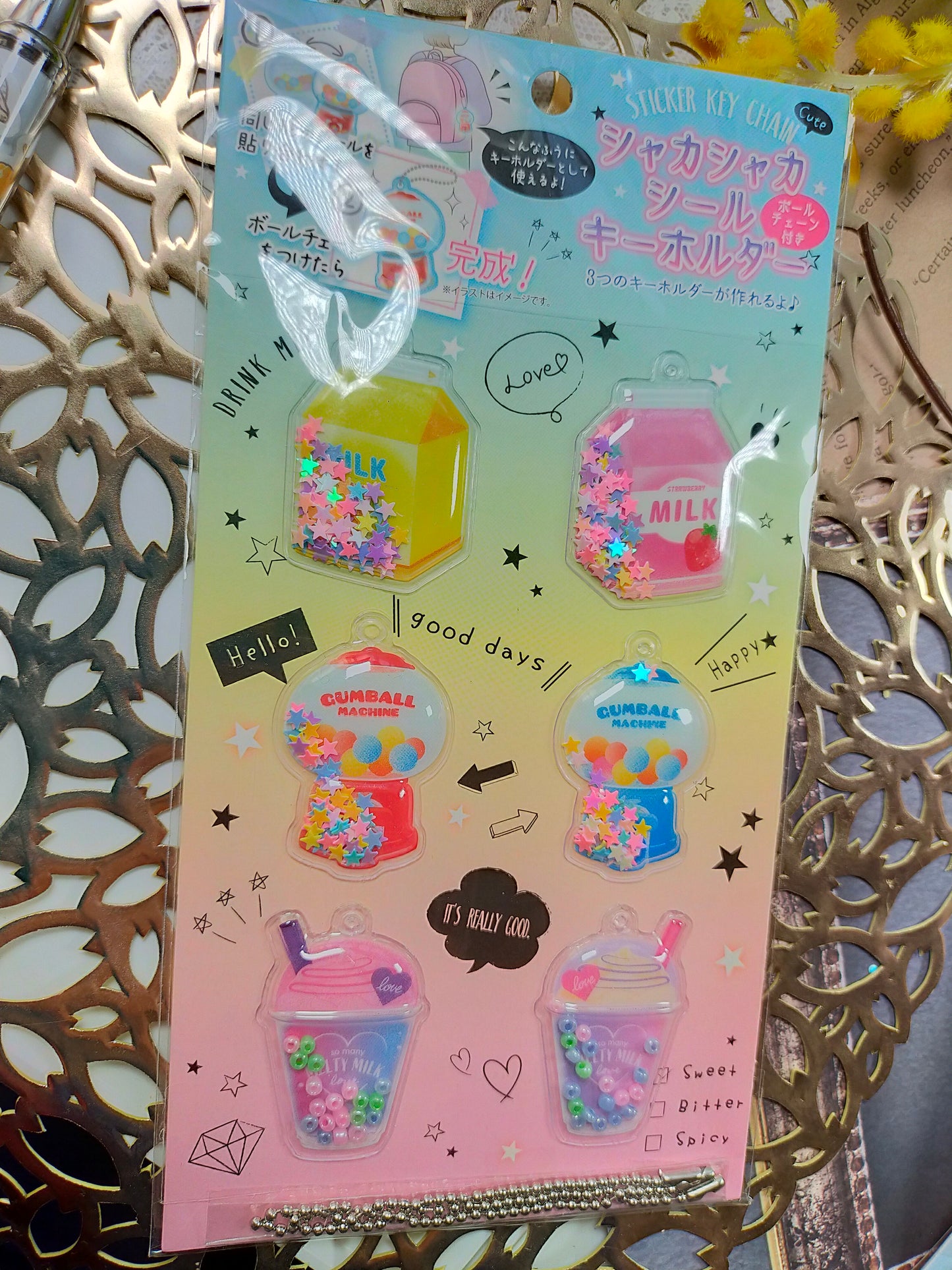 Sticker Kit Charm Cute You can make three different key chains , NPK _ Candy Box / Rainbow