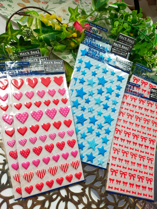 3D Seal Collection, Eagle Japan _ Heart / Star / Ribbon